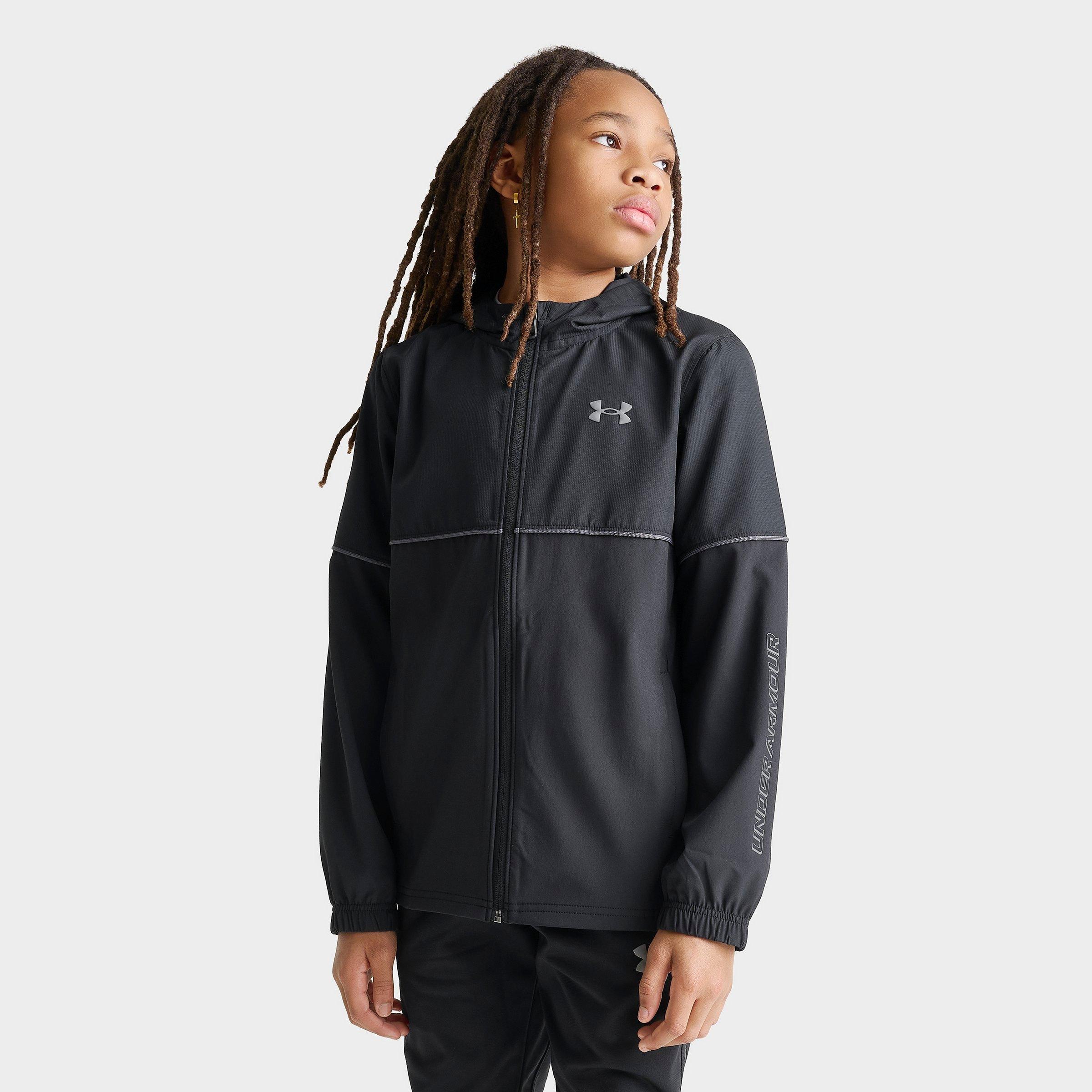 Under Armour Big Kids Wordmark Woven Jacket in Black Size: Small