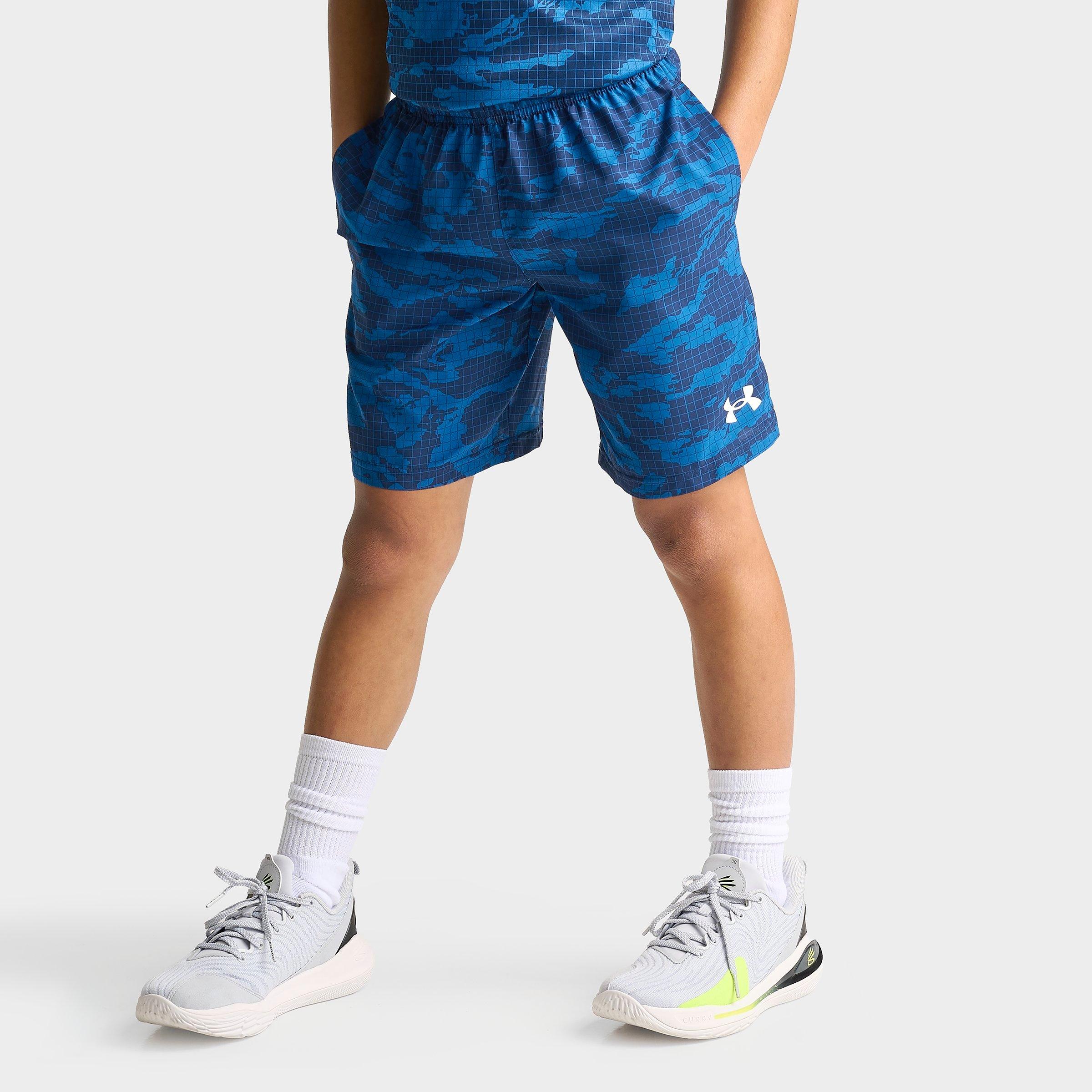 Under Armour Big Kids Camo Woven Shorts in Blue Size: Small