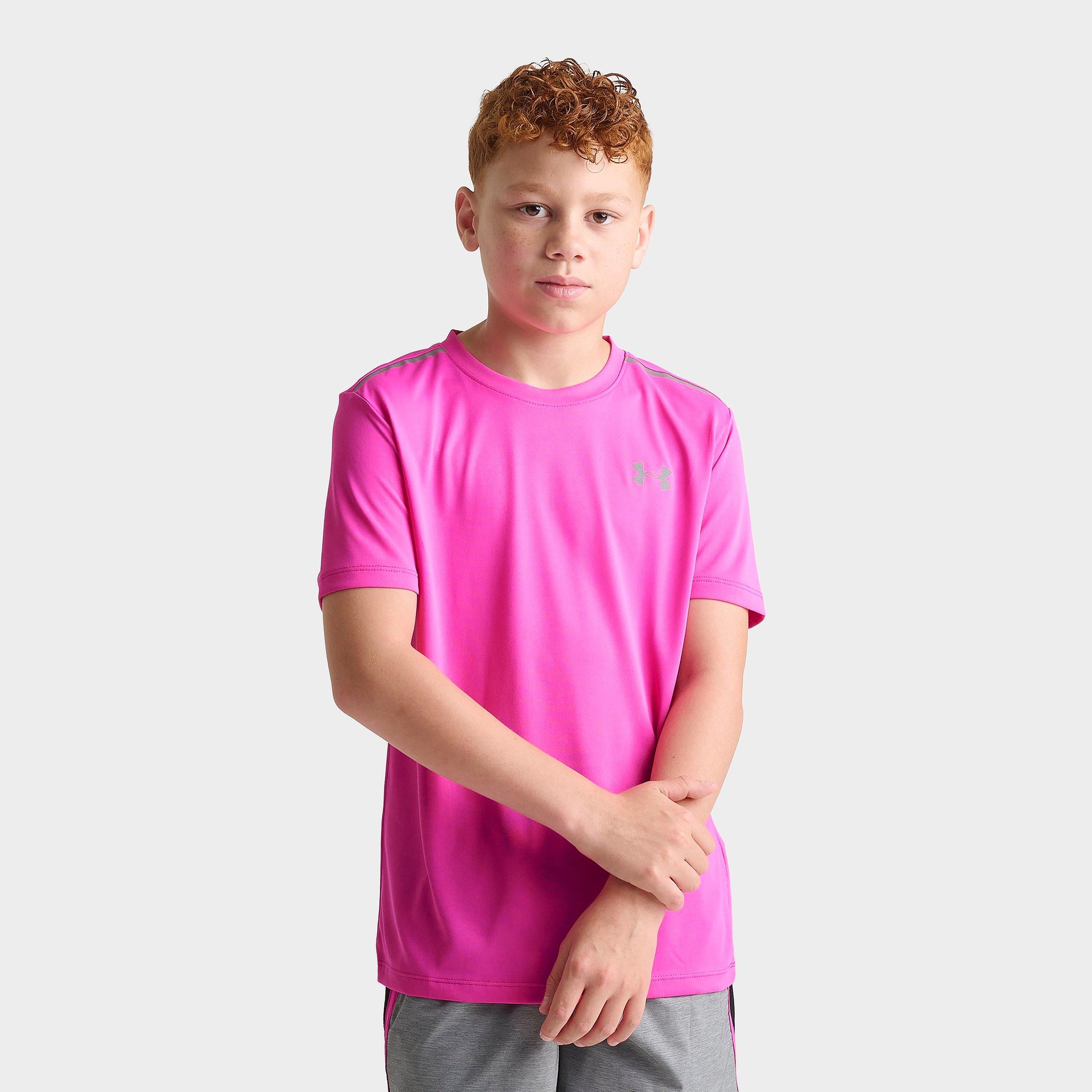 Under Armour Big Kids Tech Reflective T-Shirt in Rebel Pink/Reflective Size: XL