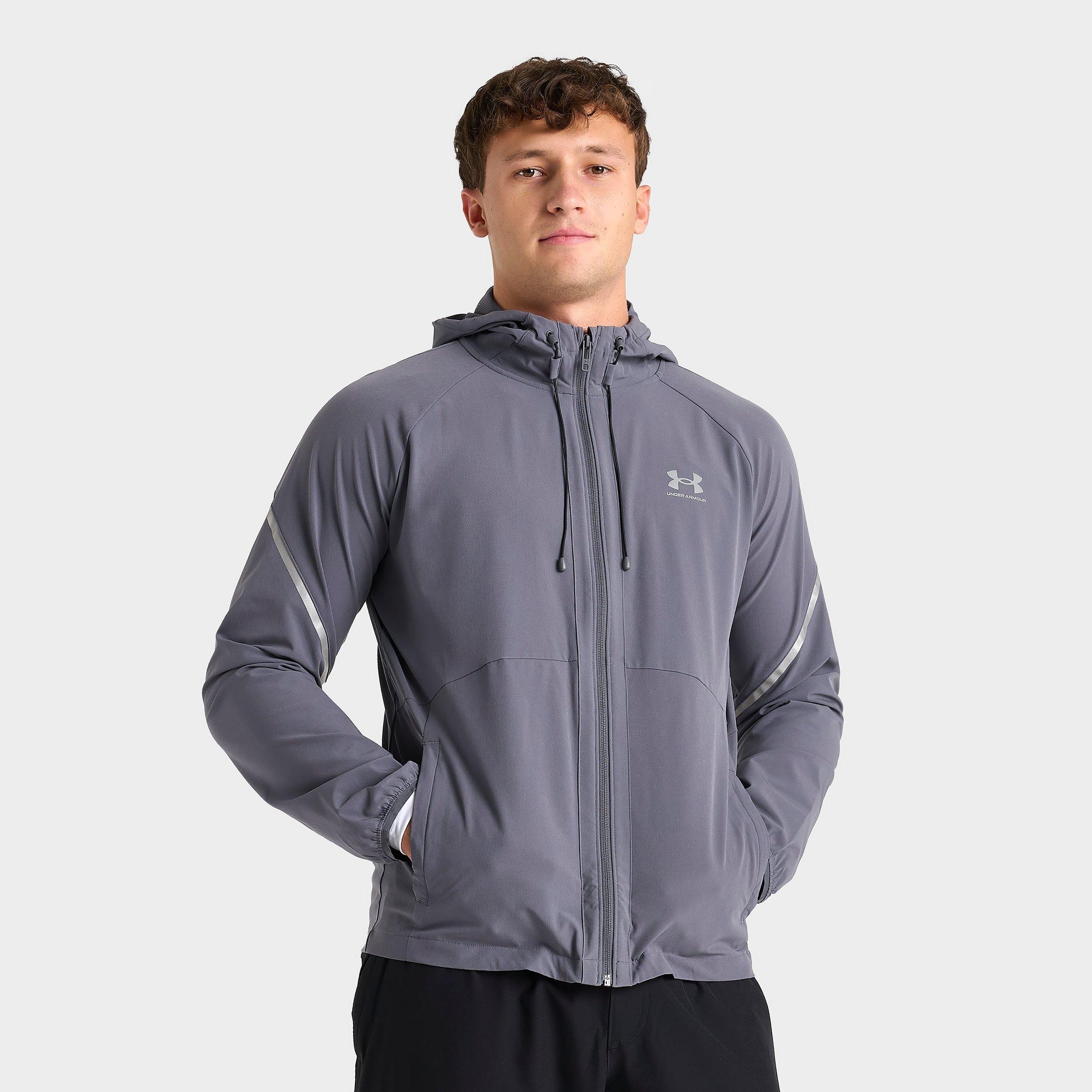 Under Armour Men's UA Vibe Woven Reflective Windbreaker Jacket in Castlerock/Silver Size: Small