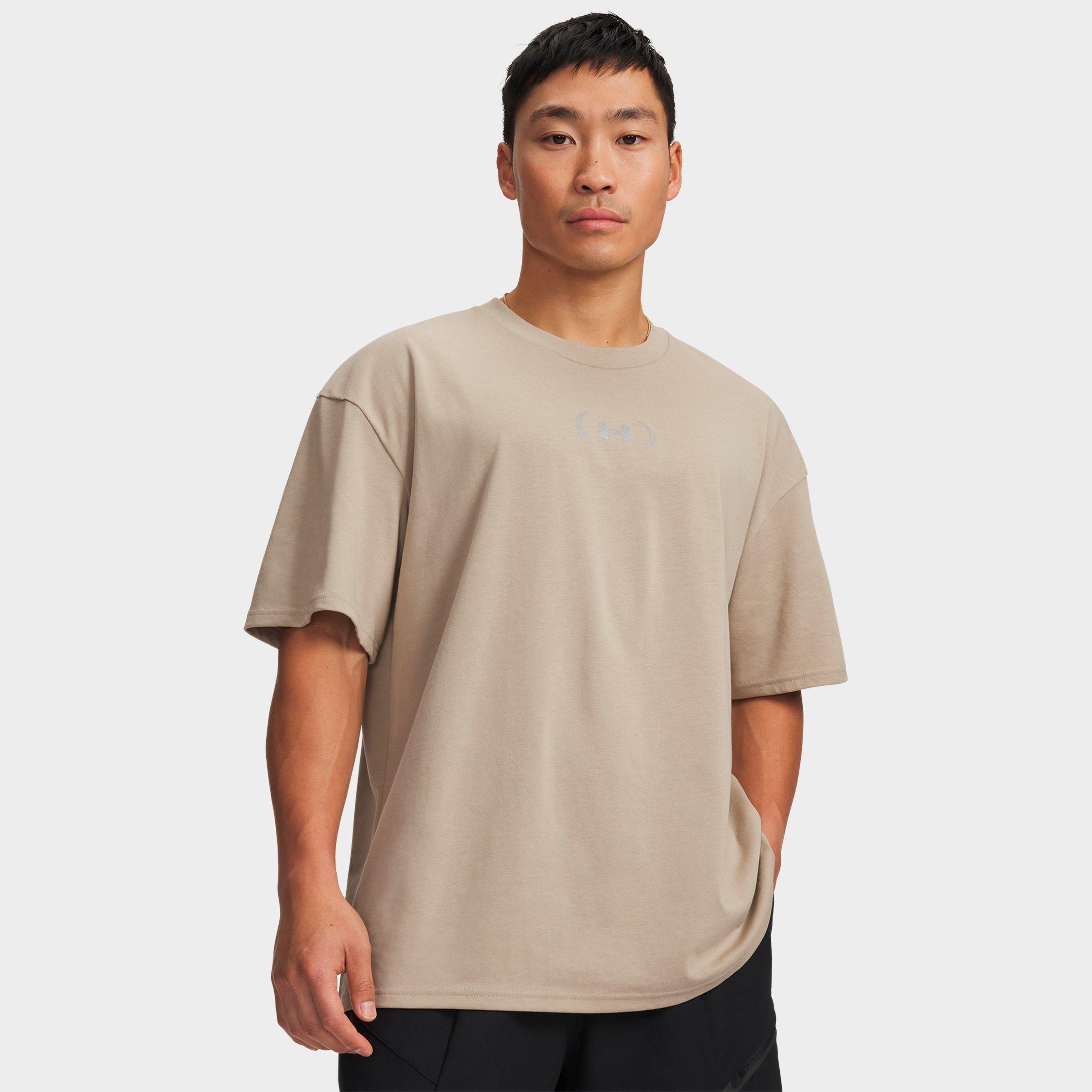 Under Armour Men's Unstoppable+ Heavyweight Reflective Logo T-Shirt in City Khaki/Silver Reflective Size: XL