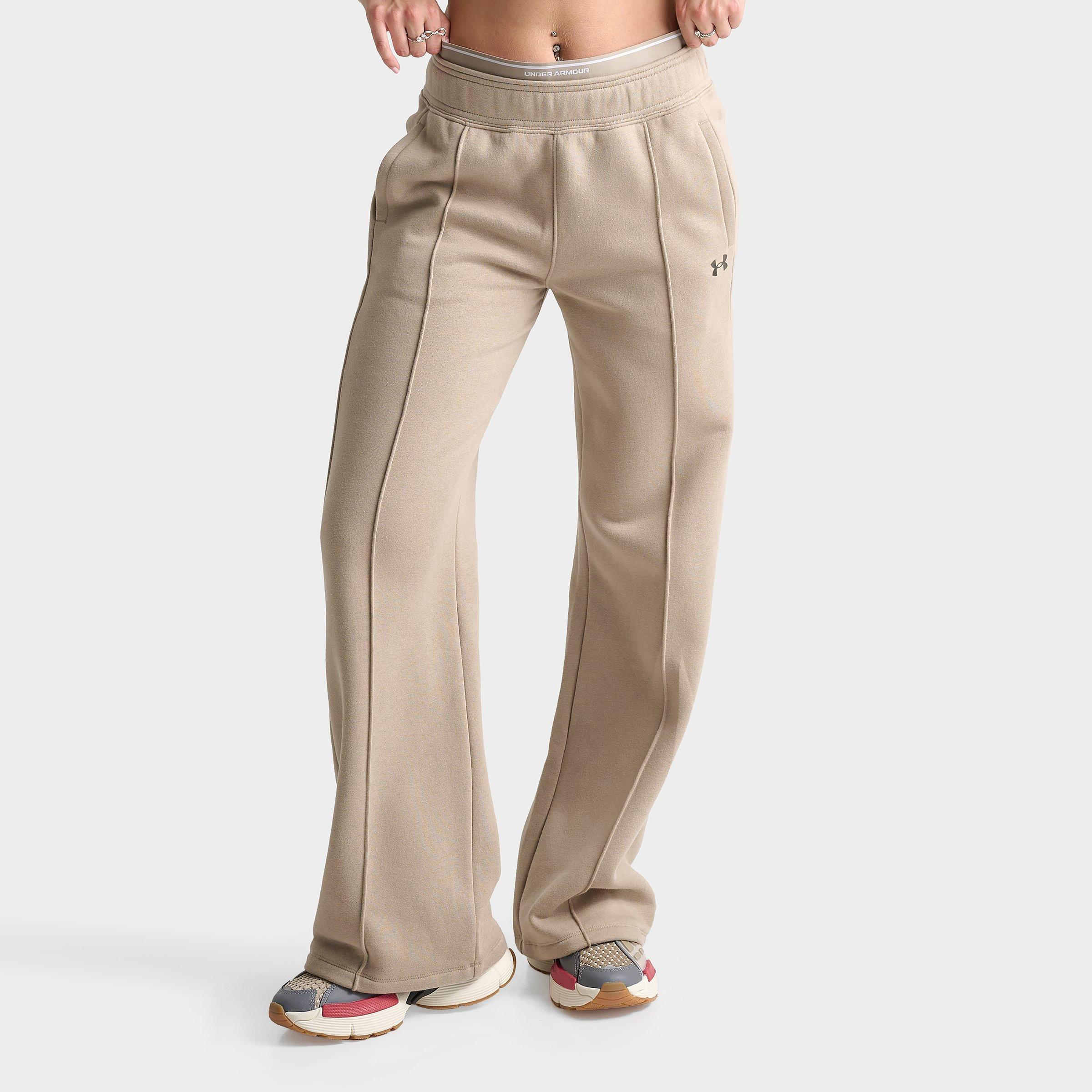 Under Armour Women's Icon Fleece Wide Leg Pants in City Khaki Size: Large