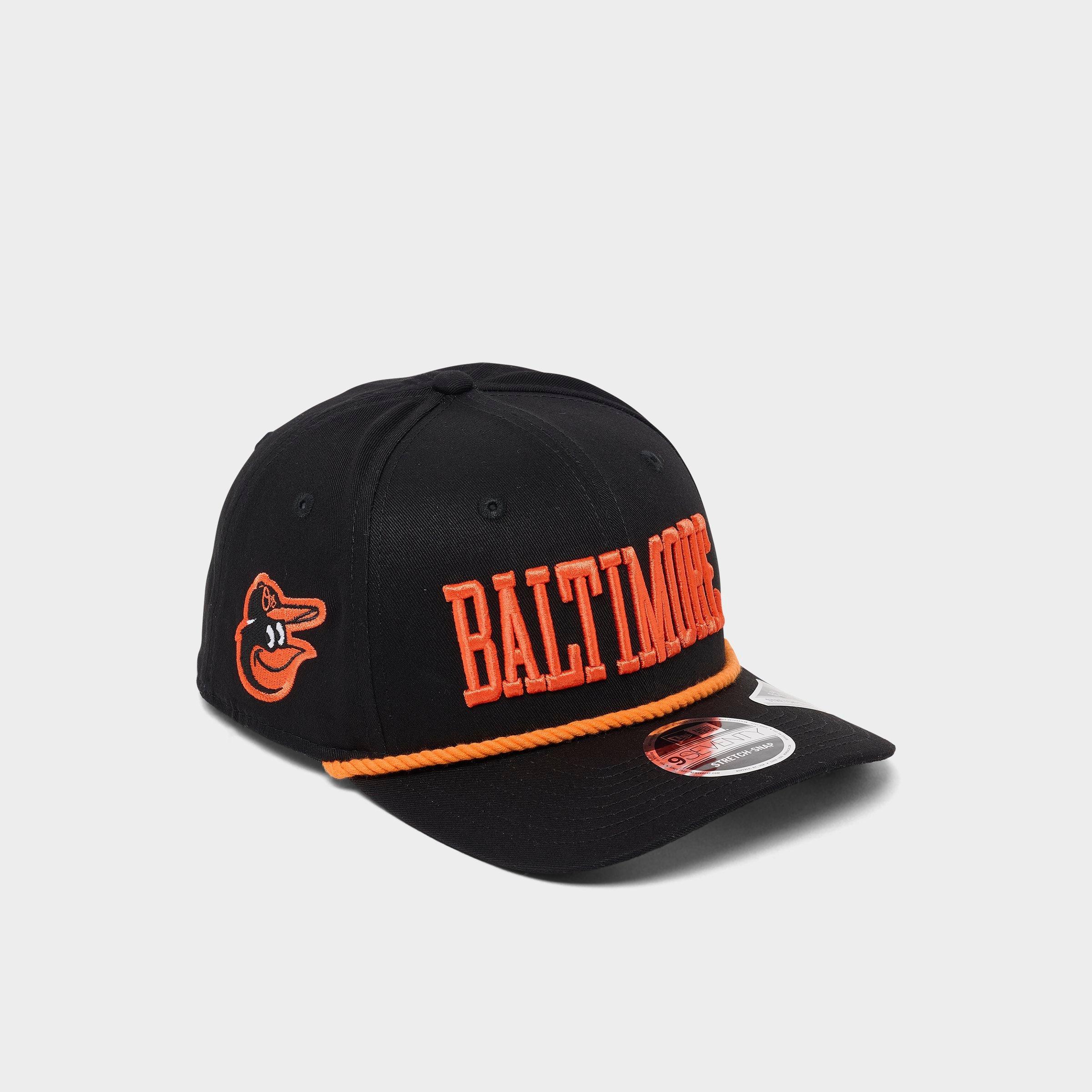 New Era Baltimore Orioles MLB City Connect 9SEVENTY Stretch-Snap Snapback Hat in Black/Orange