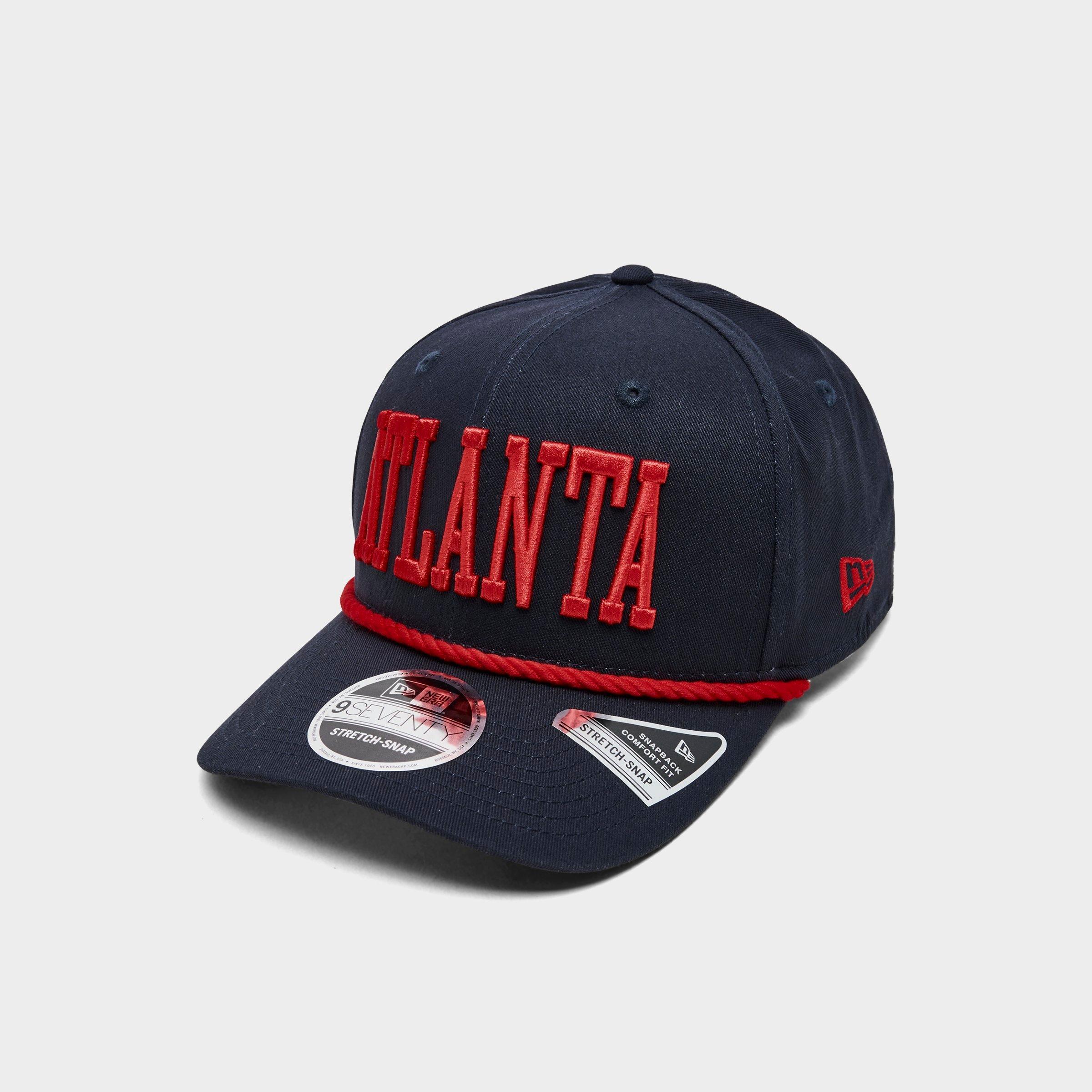 New Era Atlanta Braves MLB 9SEVENTY Stretch-Snap Snapback Hat in Dark Navy/Red