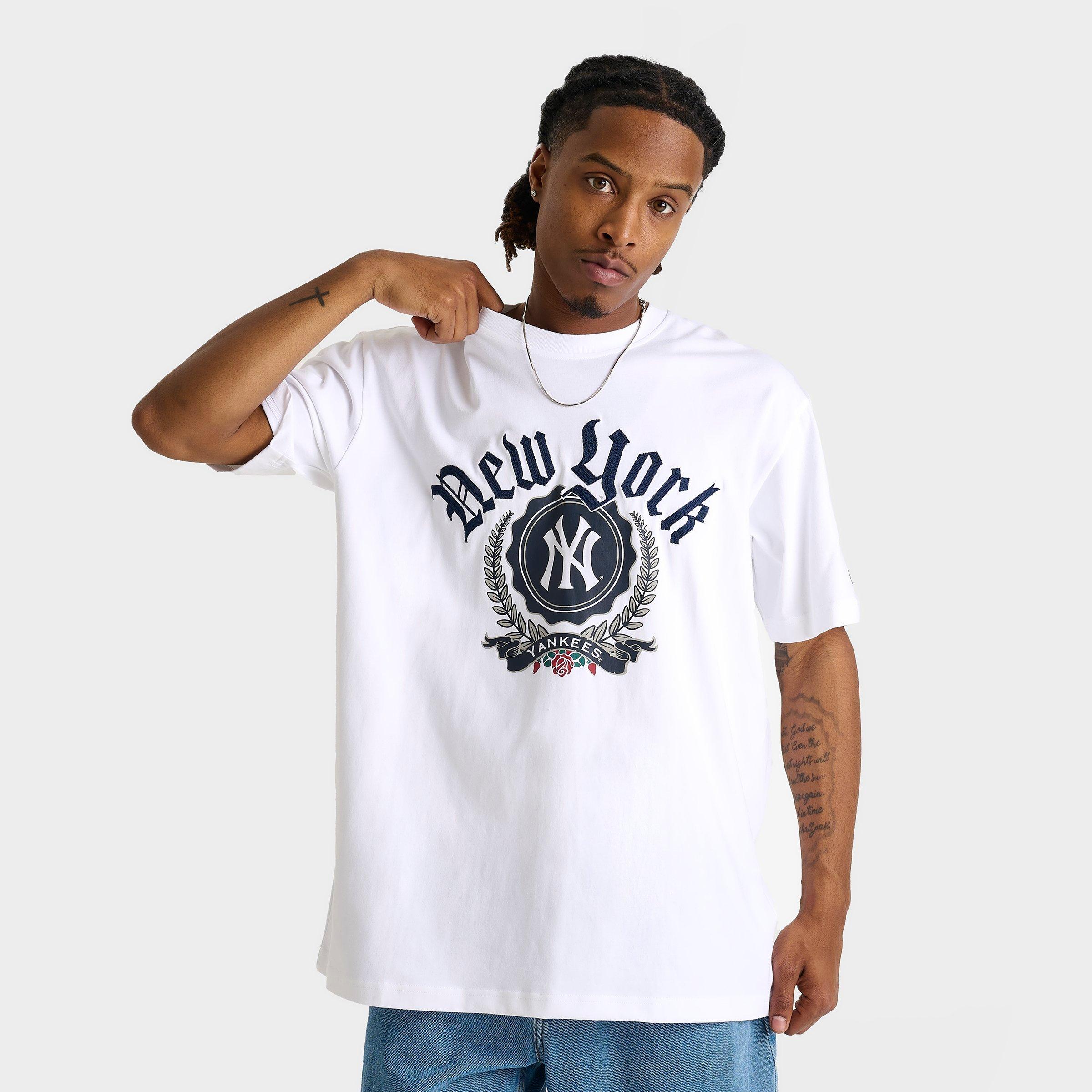New Era Men's New York Yankees MLB Throwback Prep T-Shirt in White Size: Small