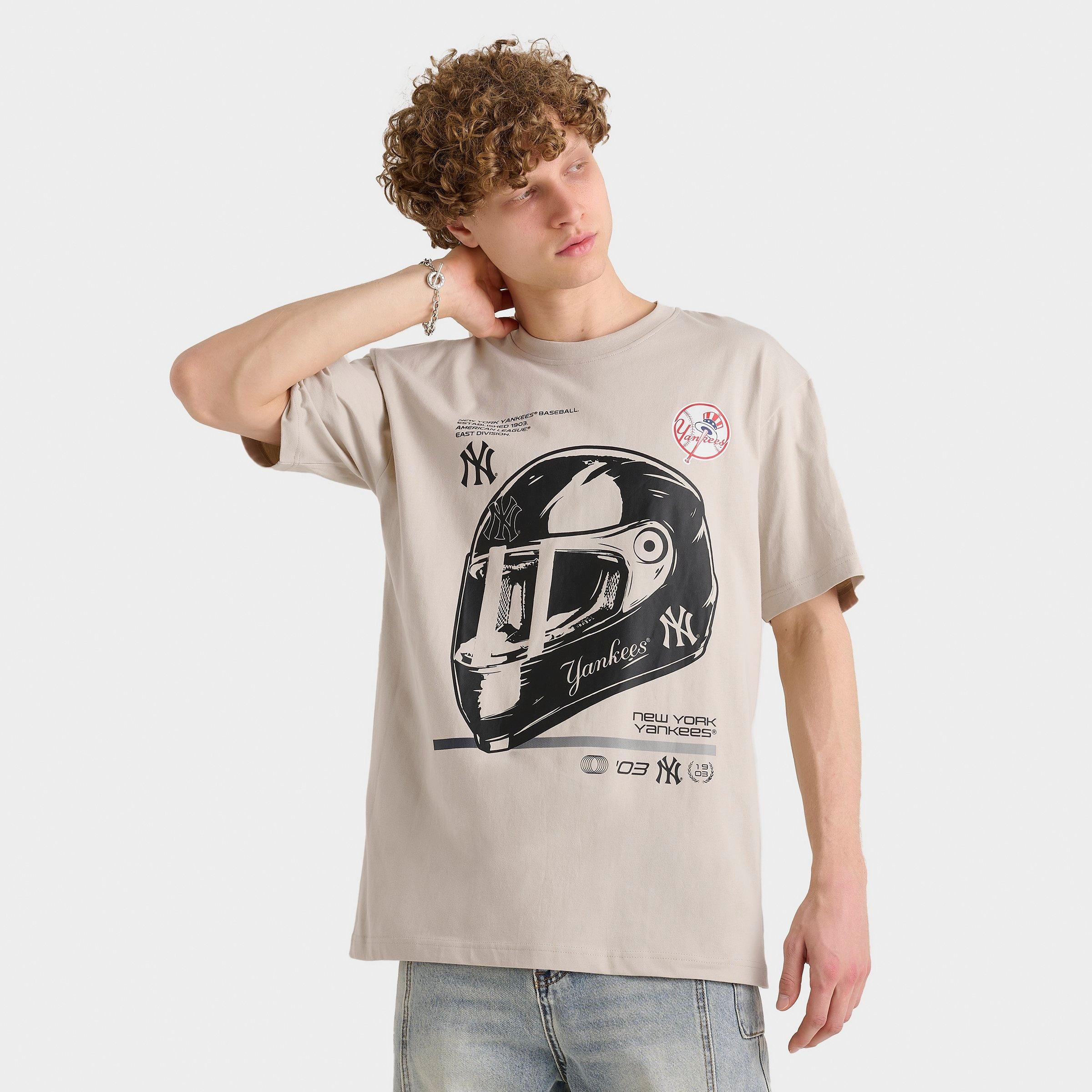New Era Men's New York Yankees MLB Modern Speed Helmet T-Shirt in Stone Size: Small