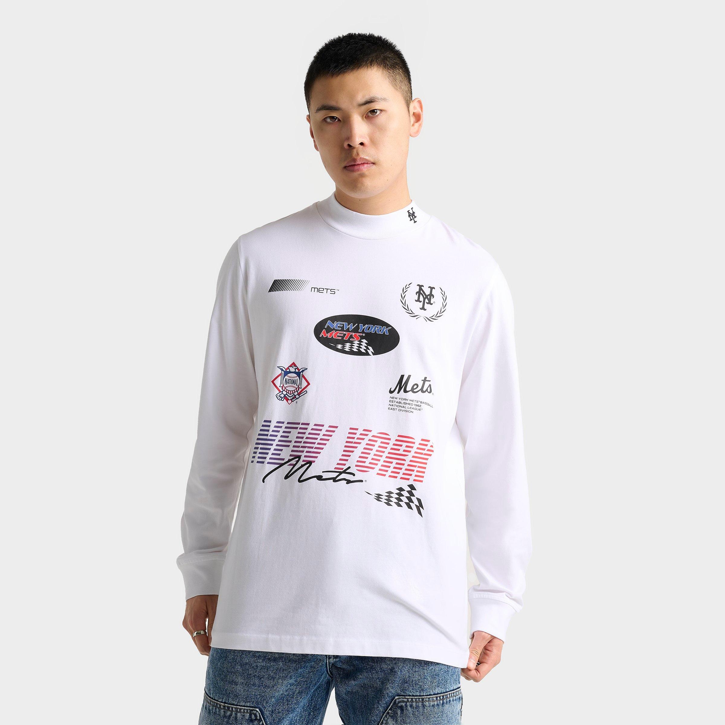 New Era Men's New York Mets MLB Racing Graphic Long-Sleeve T-Shirt in White Size: Small