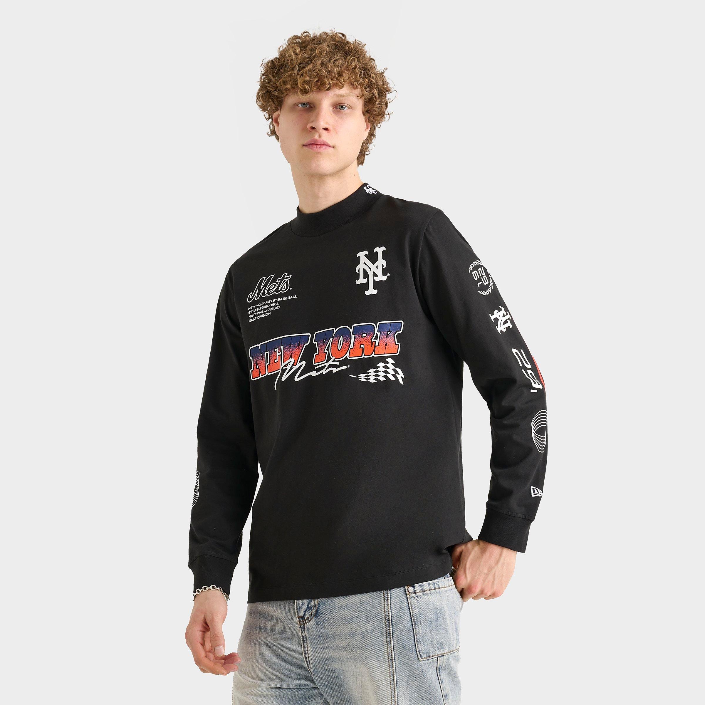 New Era Men's New York Mets MLB Modern Speed Long-Sleeve T-Shirt in Black Size: Small