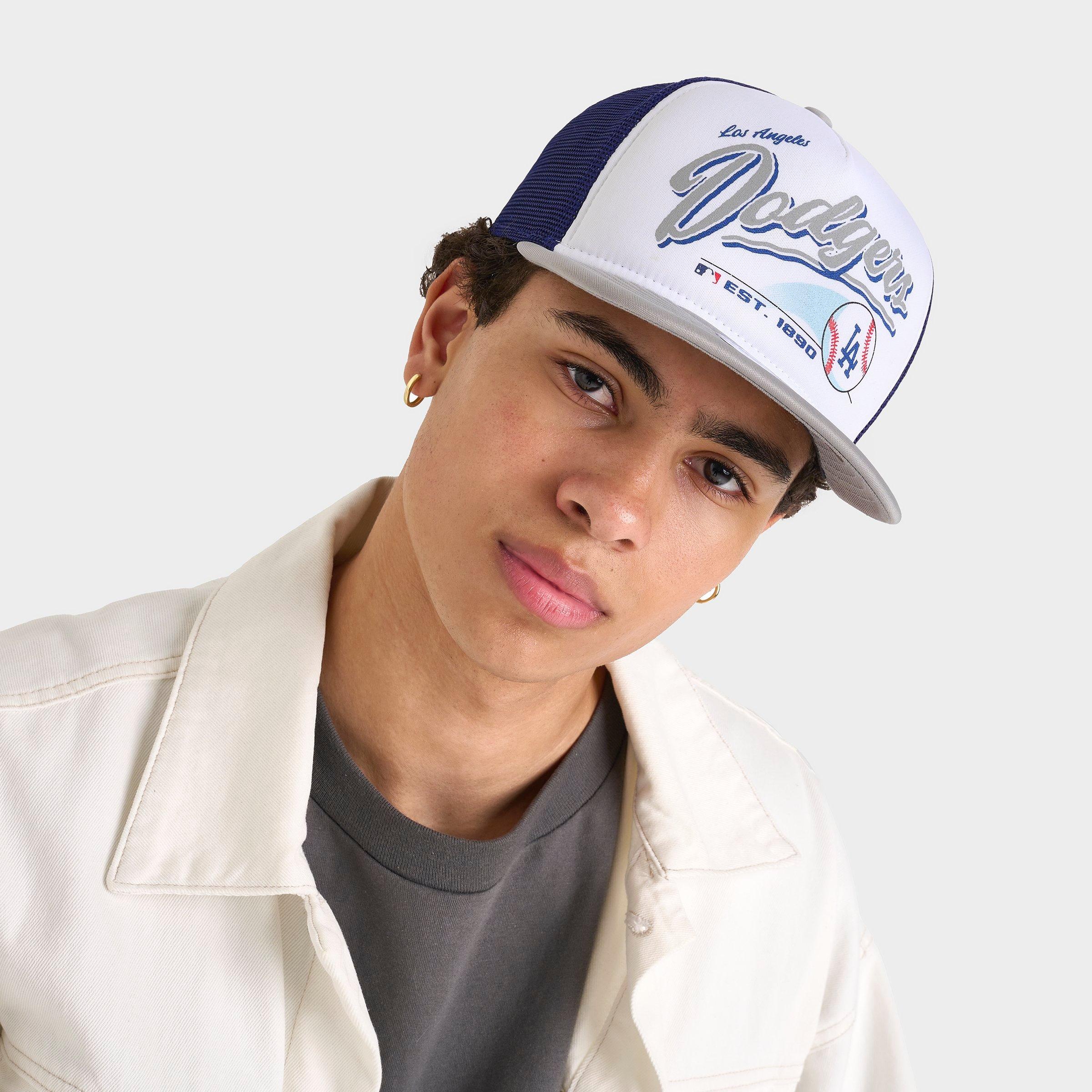 New Era Los Angeles Dodgers MLB Trucker Snapback Hat in Blue/White/Grey
