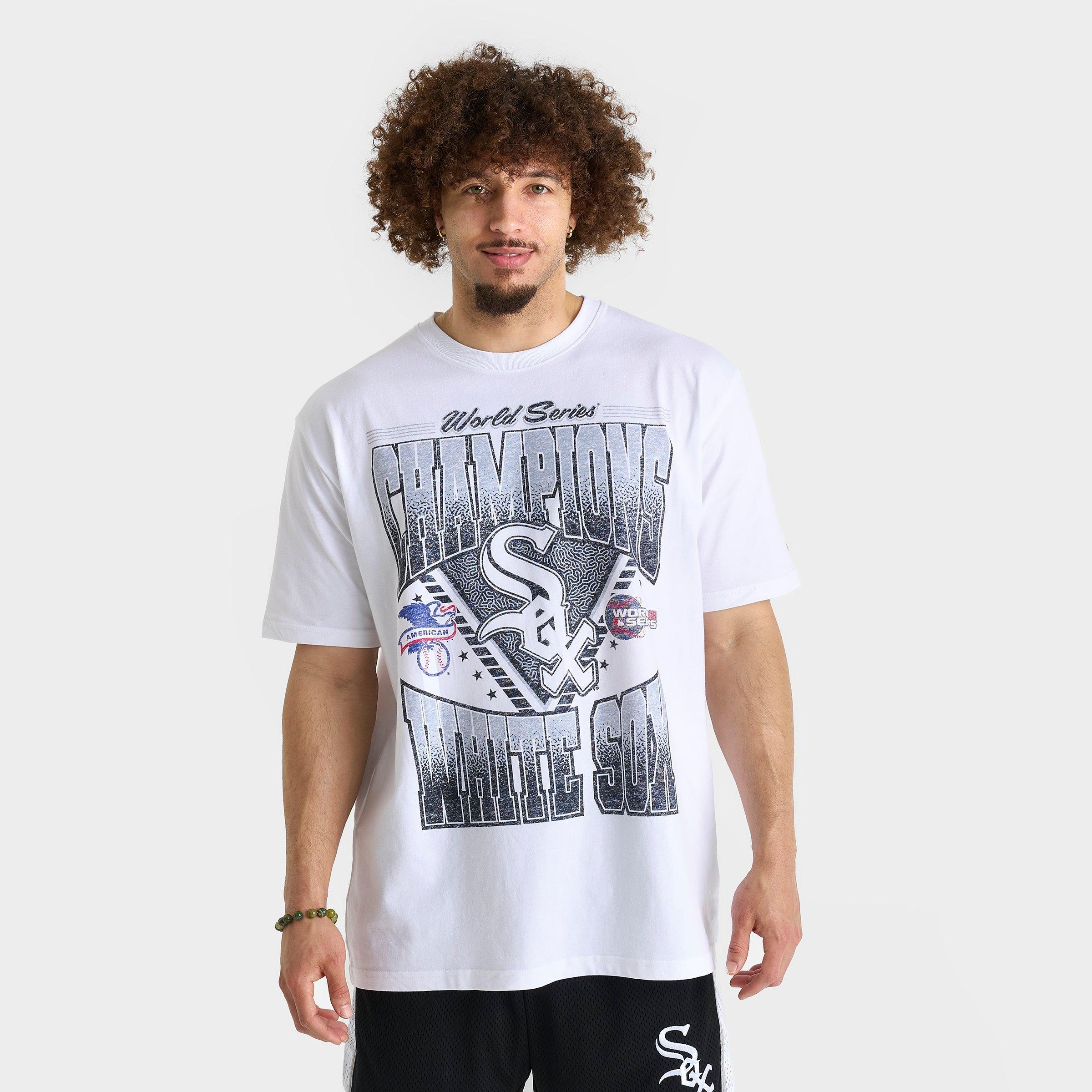 New Era Men's Chicago White Sox MLB World Series Champions T-Shirt in White/Black/Silver Size: Small
