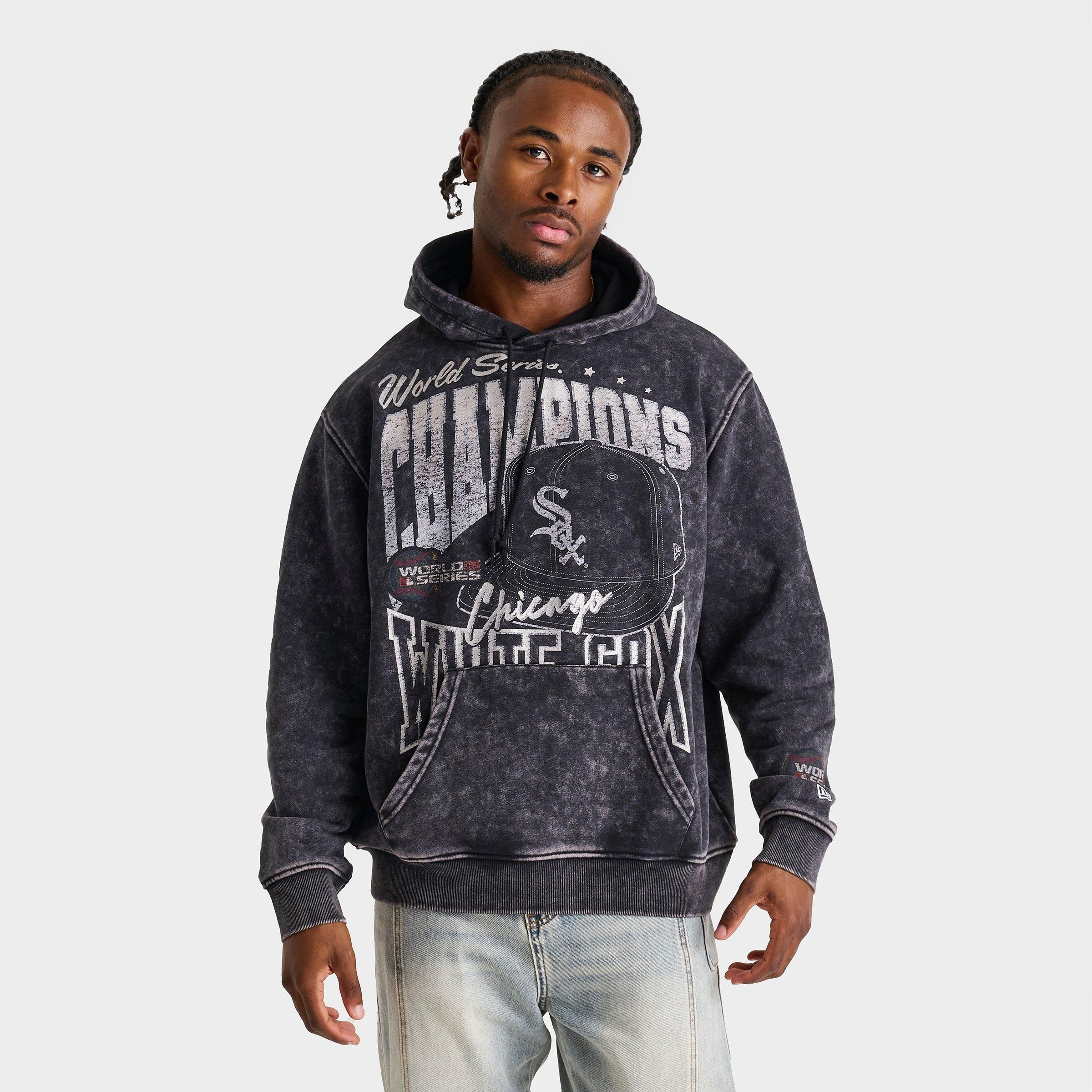 New Era Men's Chicago White Sox MLB World Series Hoodie in Black/Silver/White Size: Small