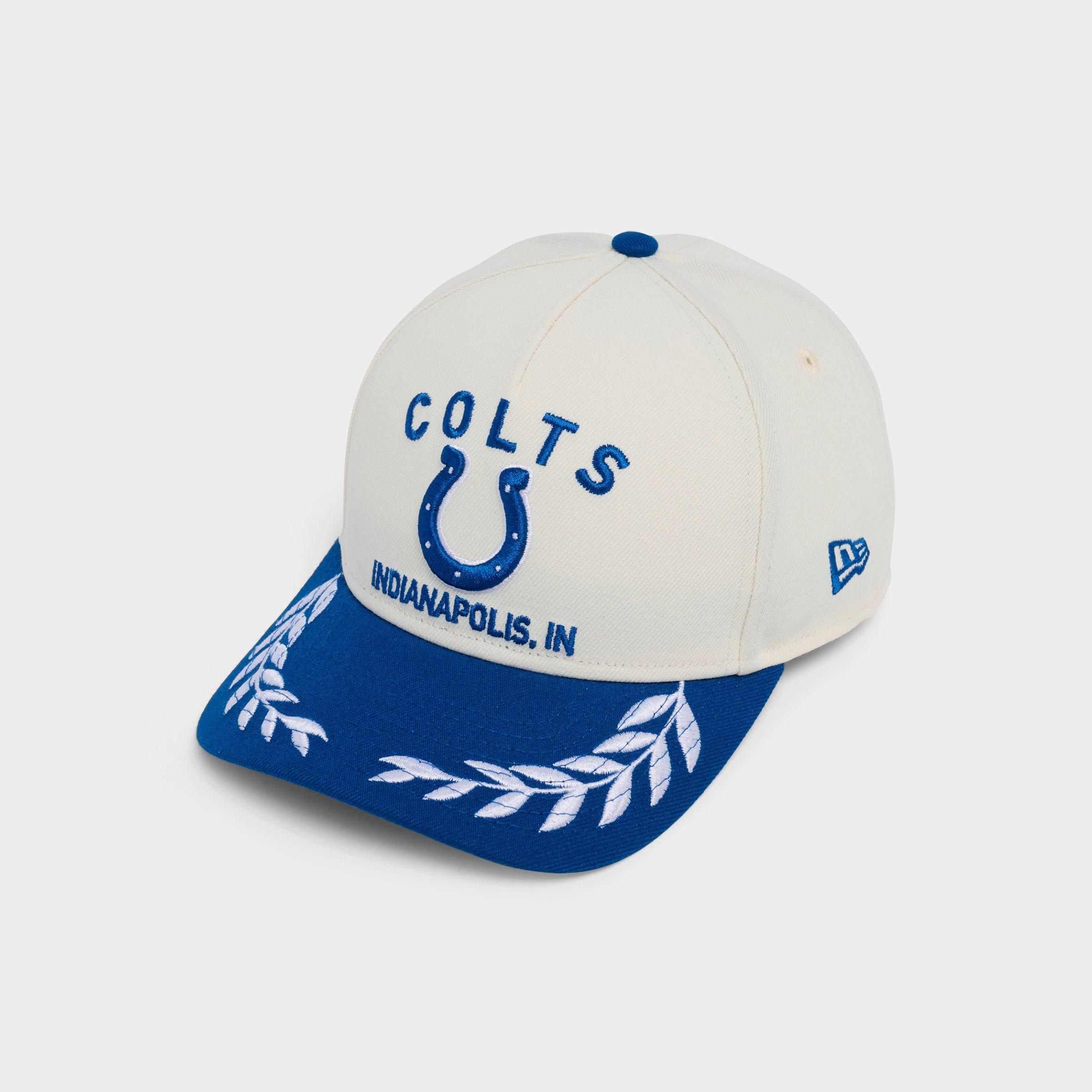 New Era Indianapolis Colts NFL 2025 Draft 9FORTY M-Crown A-Frame Snapback Hat in Chrome/Blue