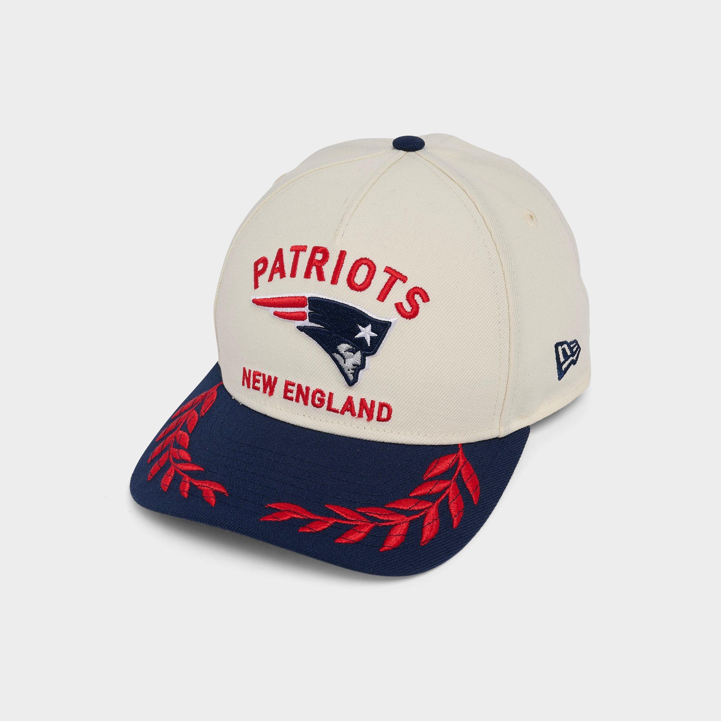 New Era New England Patriots NFL Draft 9FORTY M-Crown A-Frame Snapback Hat in Chrome/Navy/Red