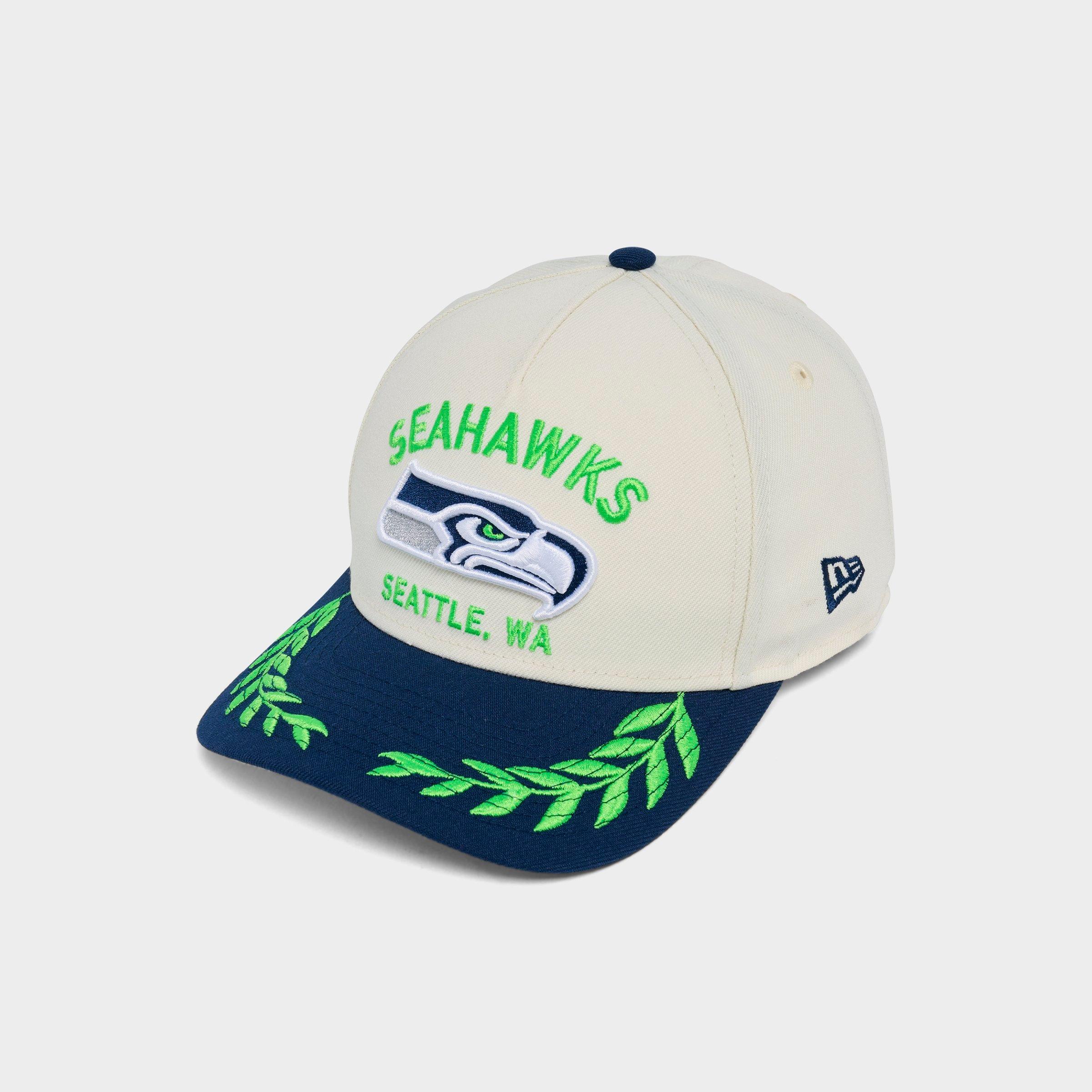 New Era Seattle Seahawks NFL 2025 Draft 9FORTY M-Crown A-Frame Snapback Hat in Chrome/Navy