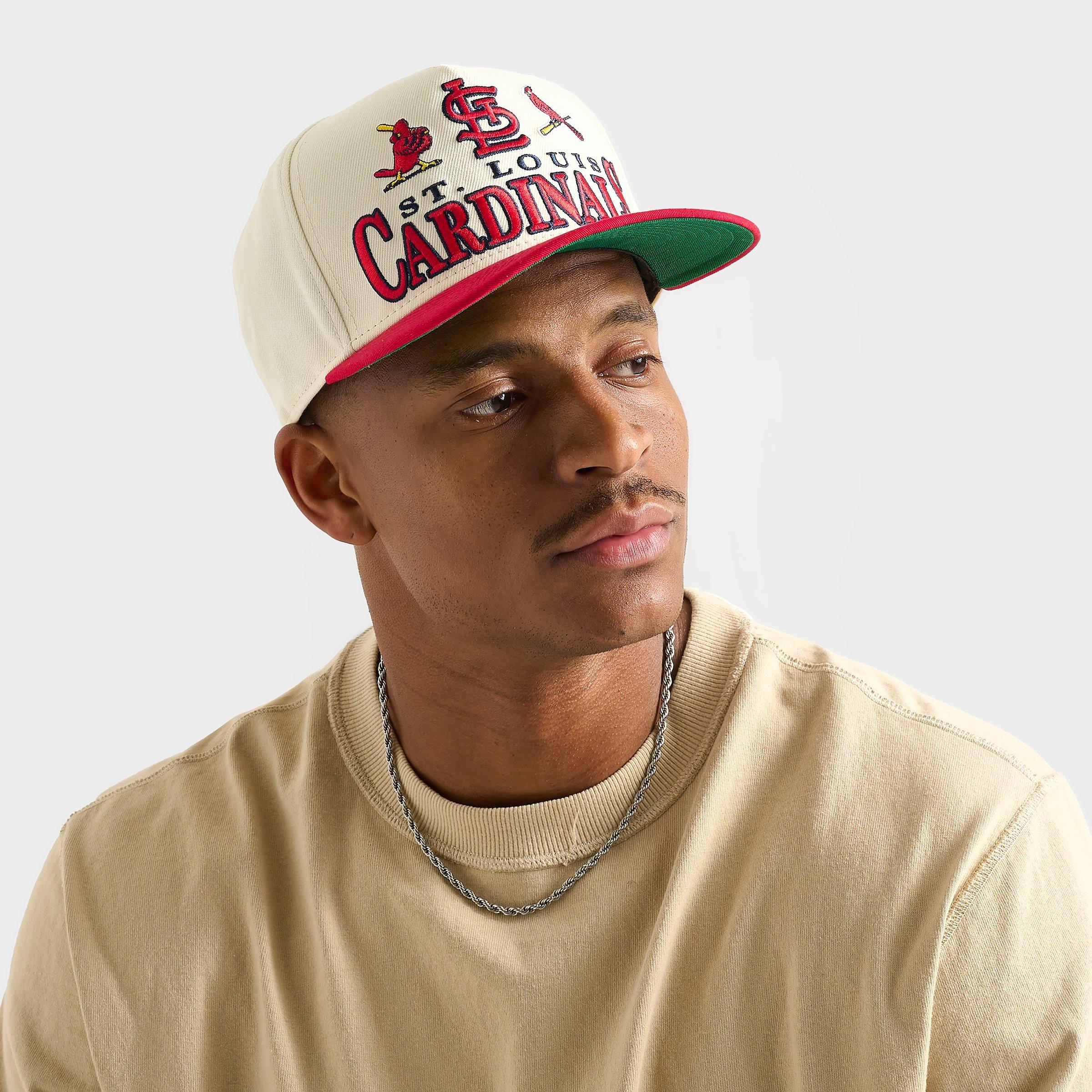 New Era St. Louis Cardinals MLB Multi Logo 9FIFTY Snapback Hat in Chrome/Red
