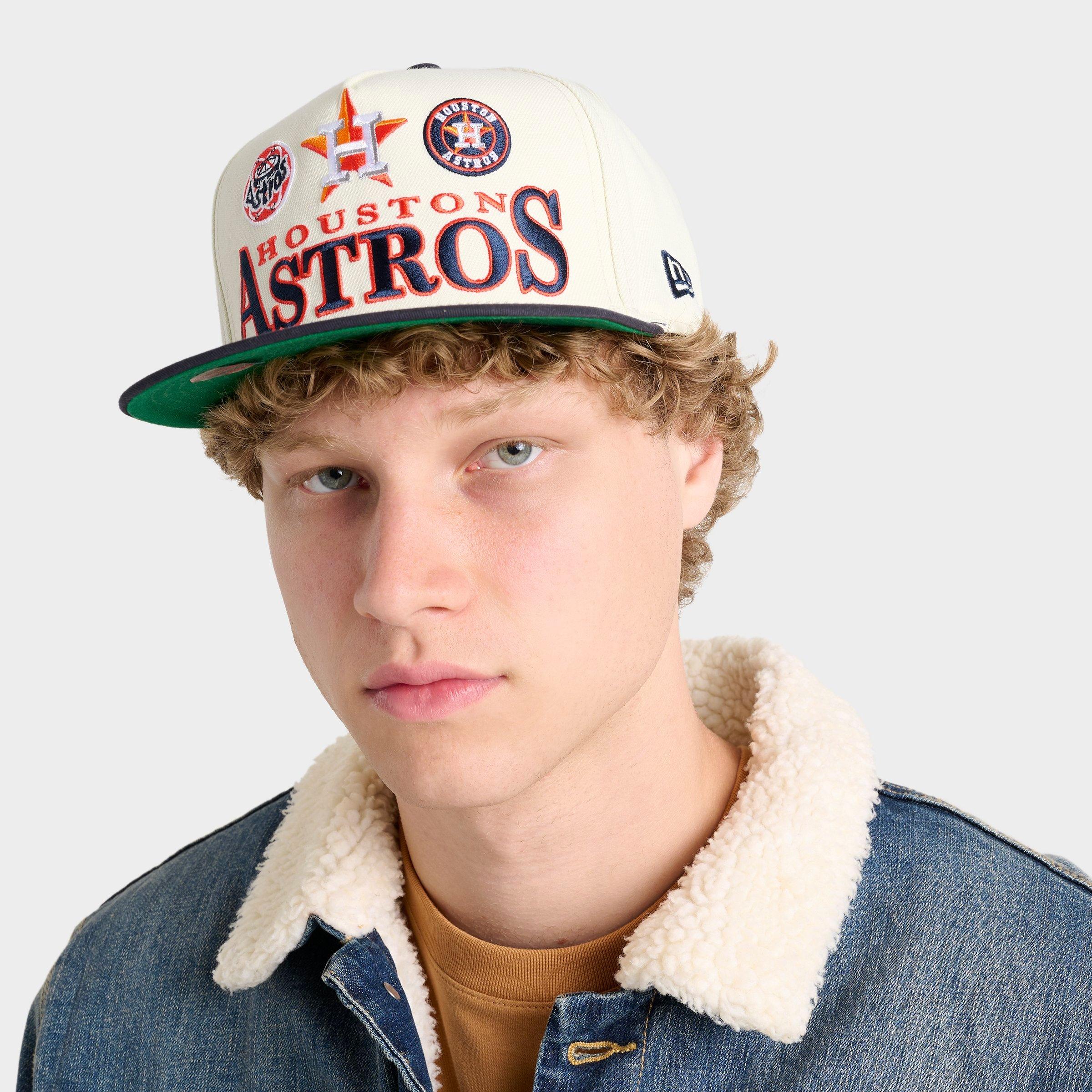 New Era Houston Astros MLB Multi Logo 9FIFTY Snapback Hat in Chrome/Navy