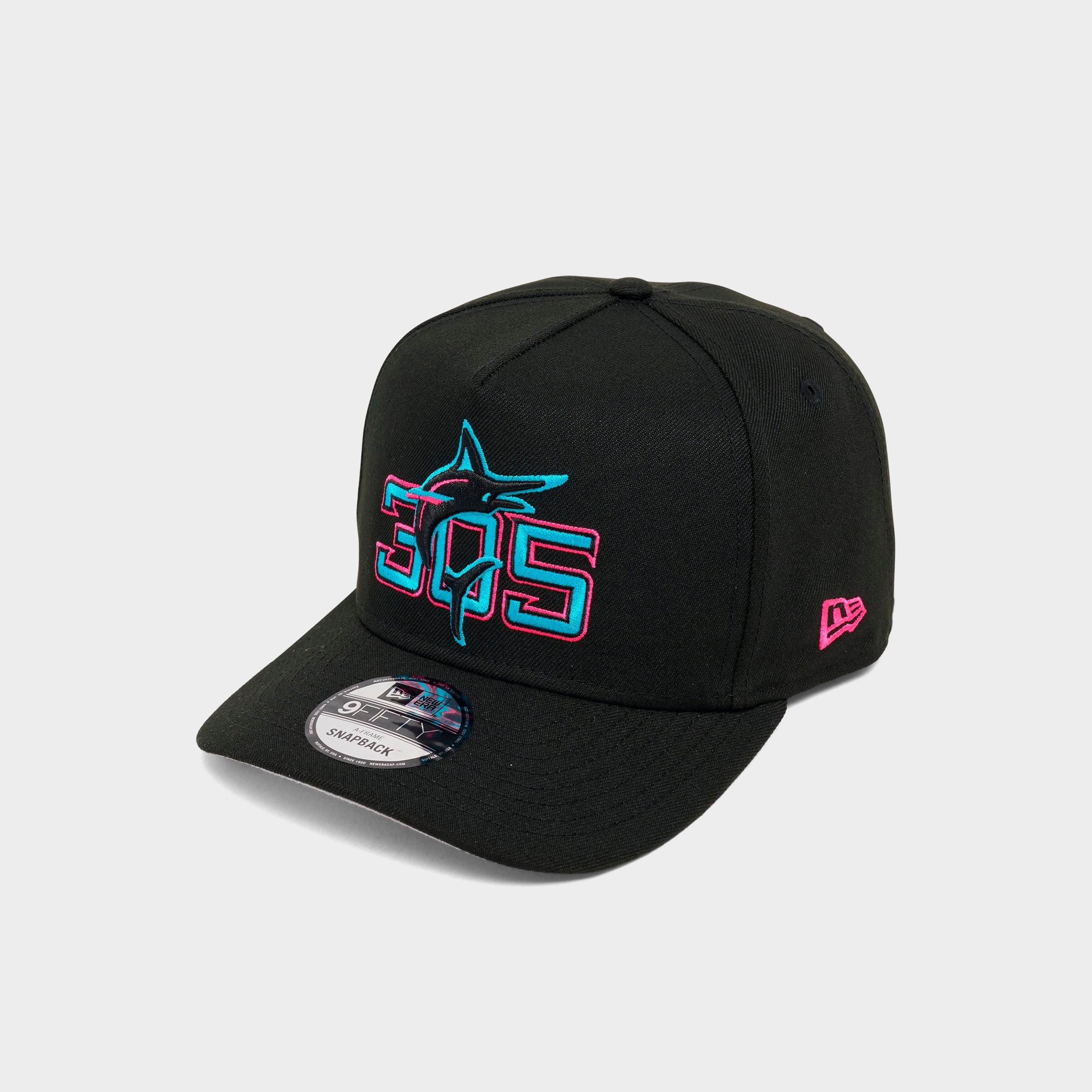 New Era Miami Marlins MLB 9FIFTY A-Frame Snapback Hat in Black