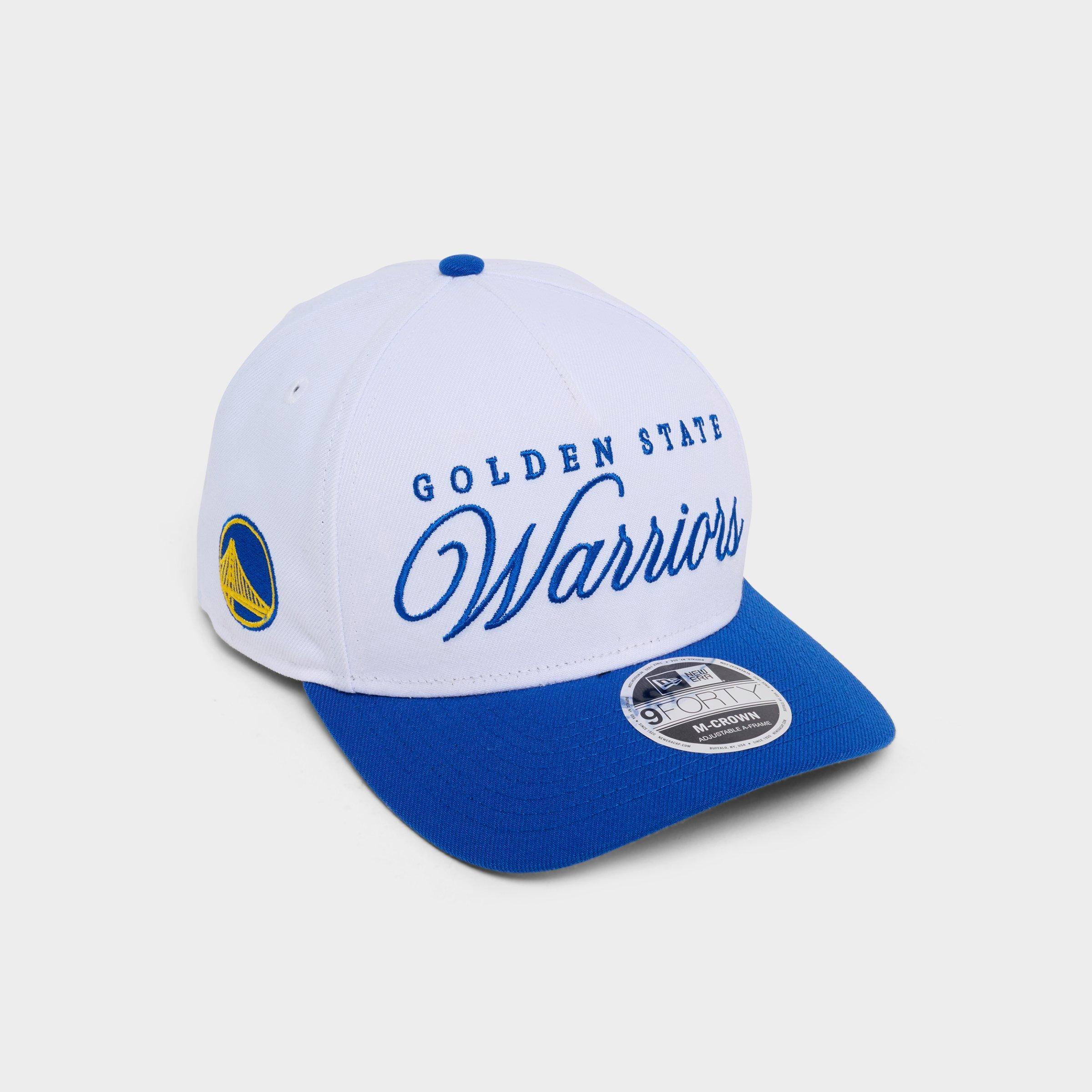 New Era Golden State Warriors NBA 9FORTY M-Crown A-Frame Snapback Hat in Chrome/Royal