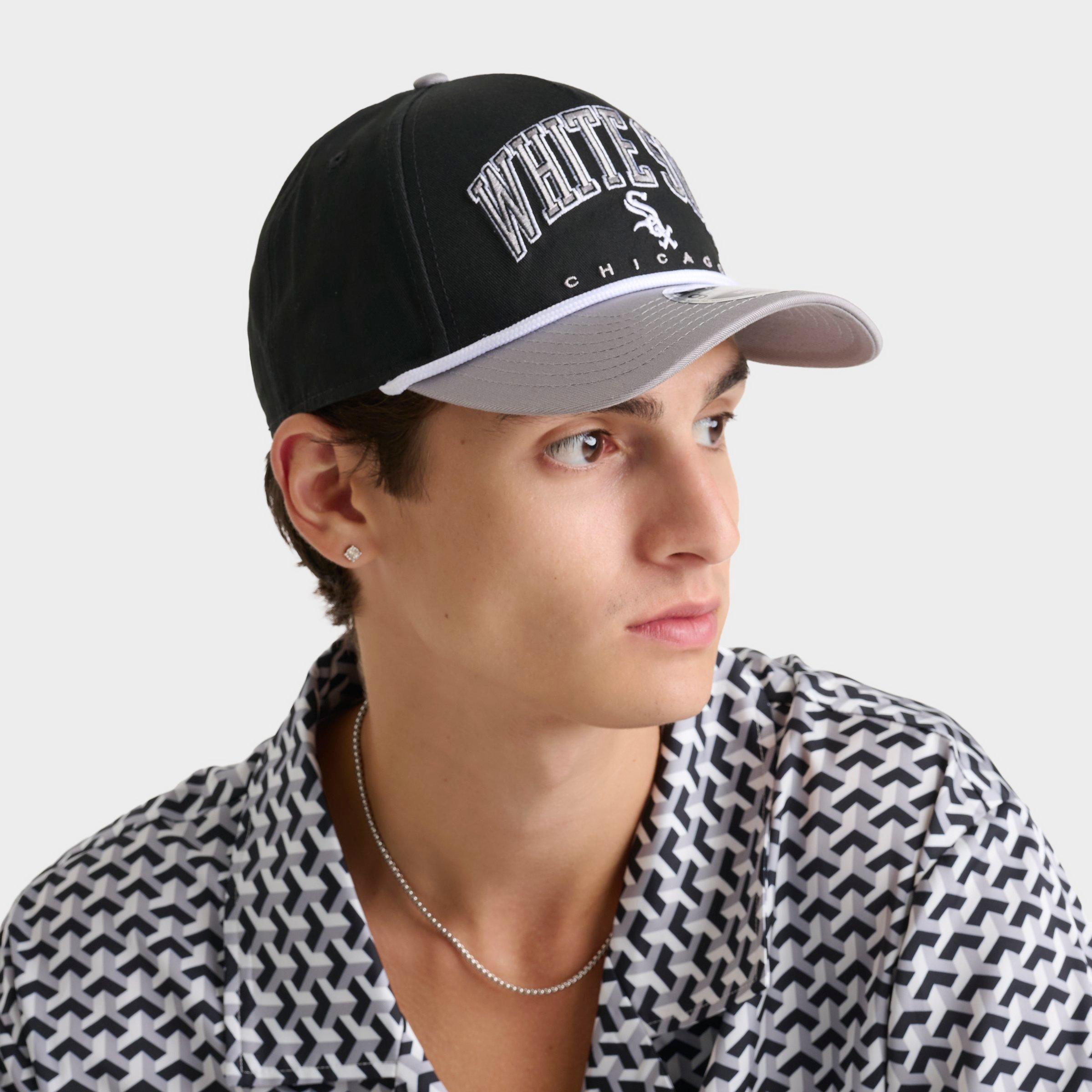 New Era Chicago White Sox MLB 9FORTY Rope A-Frame Snapback Hat in Black/Grey