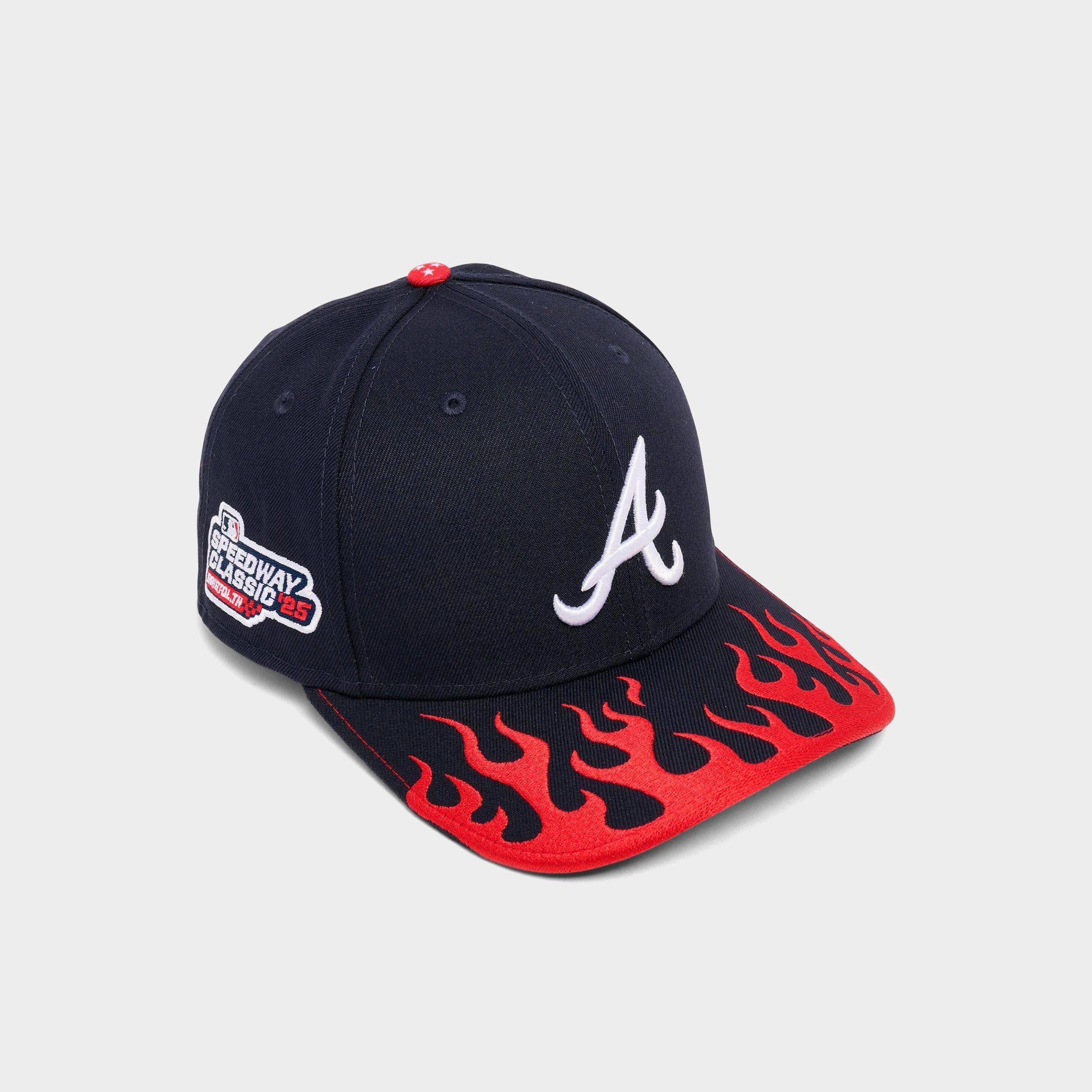 New Era Atlanta Braves MLB 9SEVENTY Stretch-Snap Snapback Hat in Navy/Red