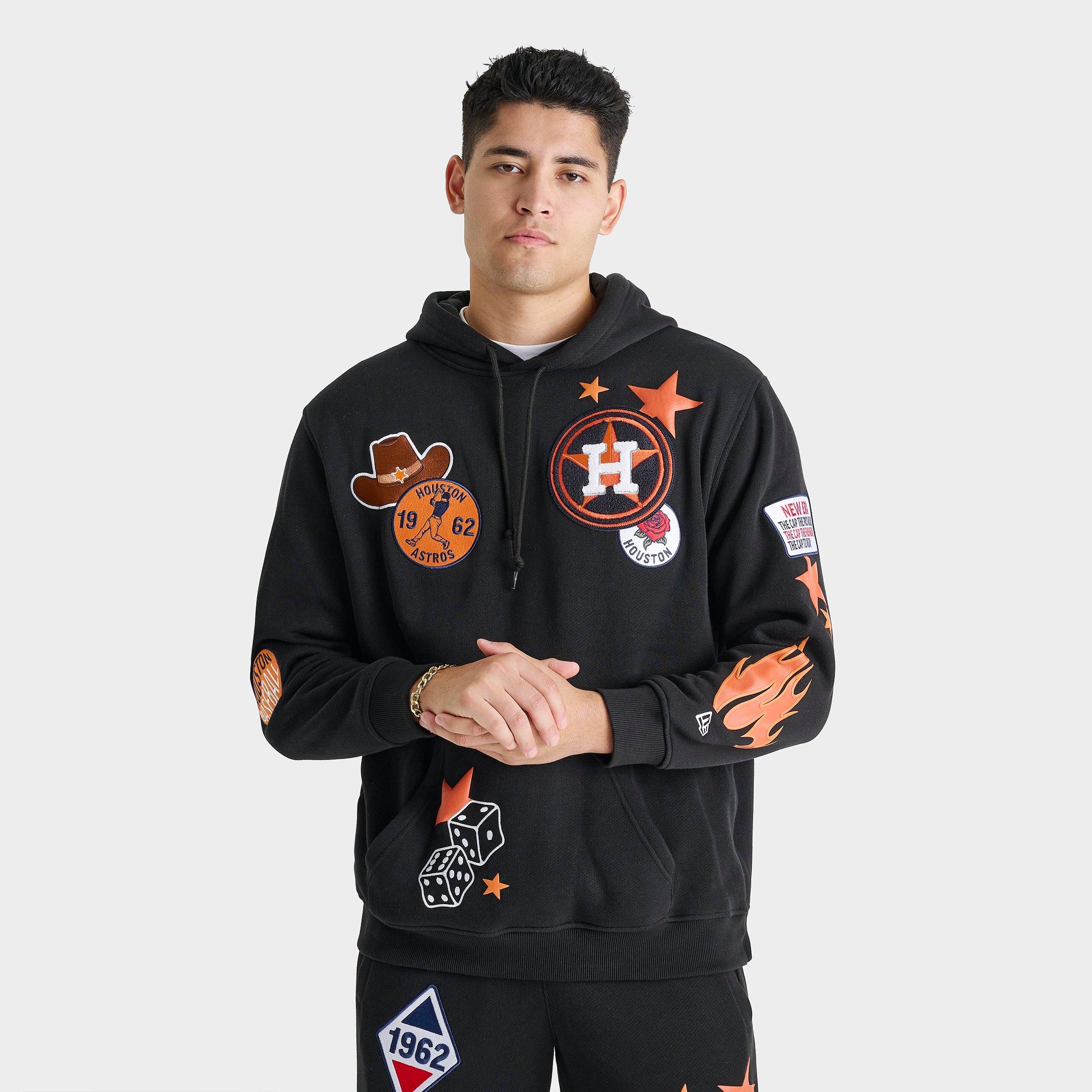 New Era Men's Houston Astros MLB Patch Pullover Hoodie in Black Size: Small