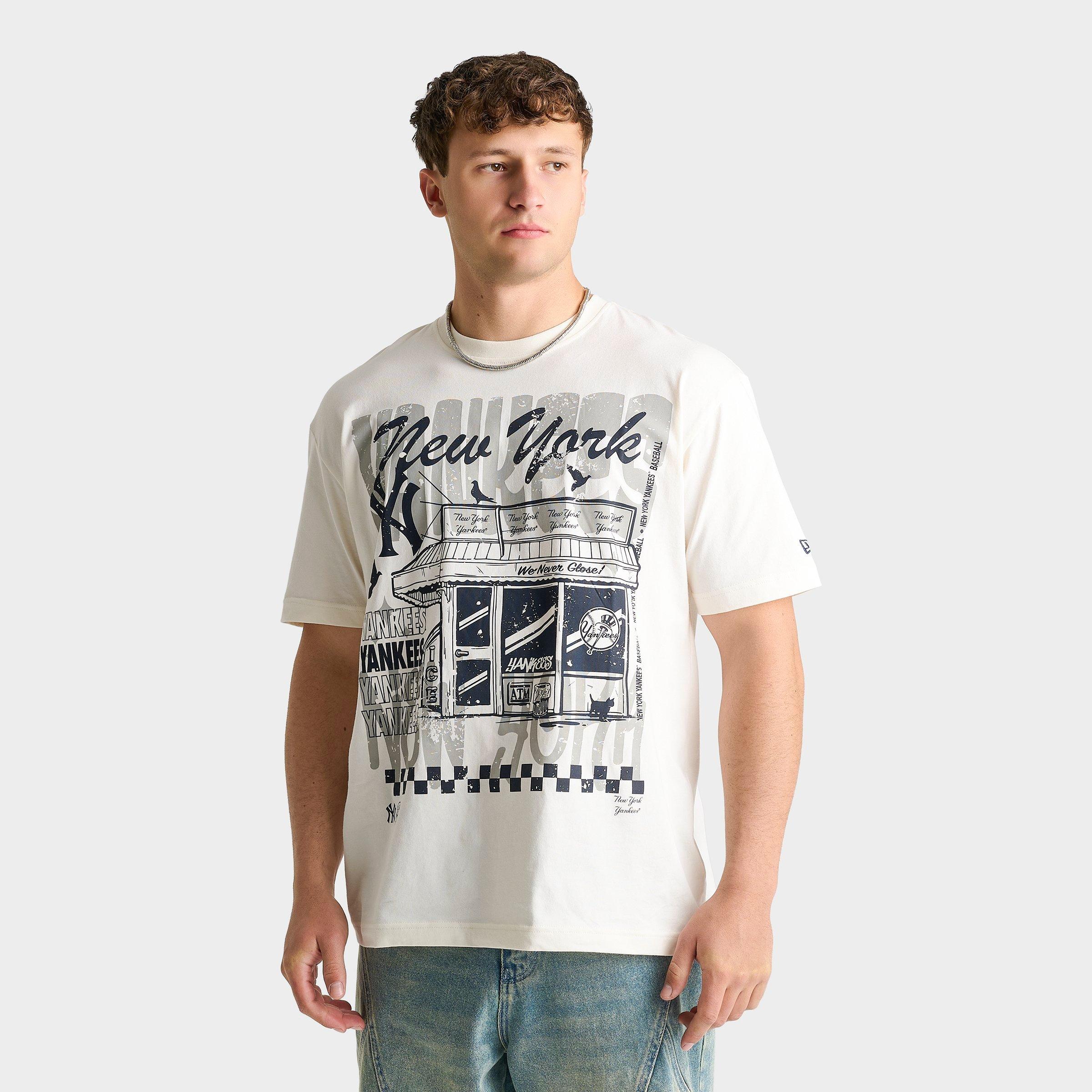New Era Men's New York Yankees MLB Shop Graphic T-Shirt in Cream Size: Small