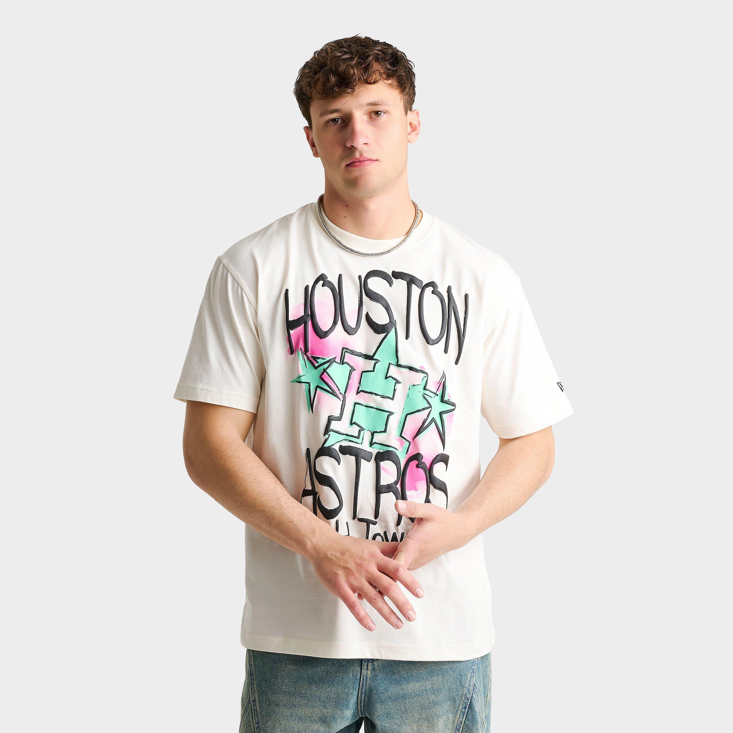New Era Men's Houston Astros MLB Graffiti Graphic T-Shirt in Cream Size: Small