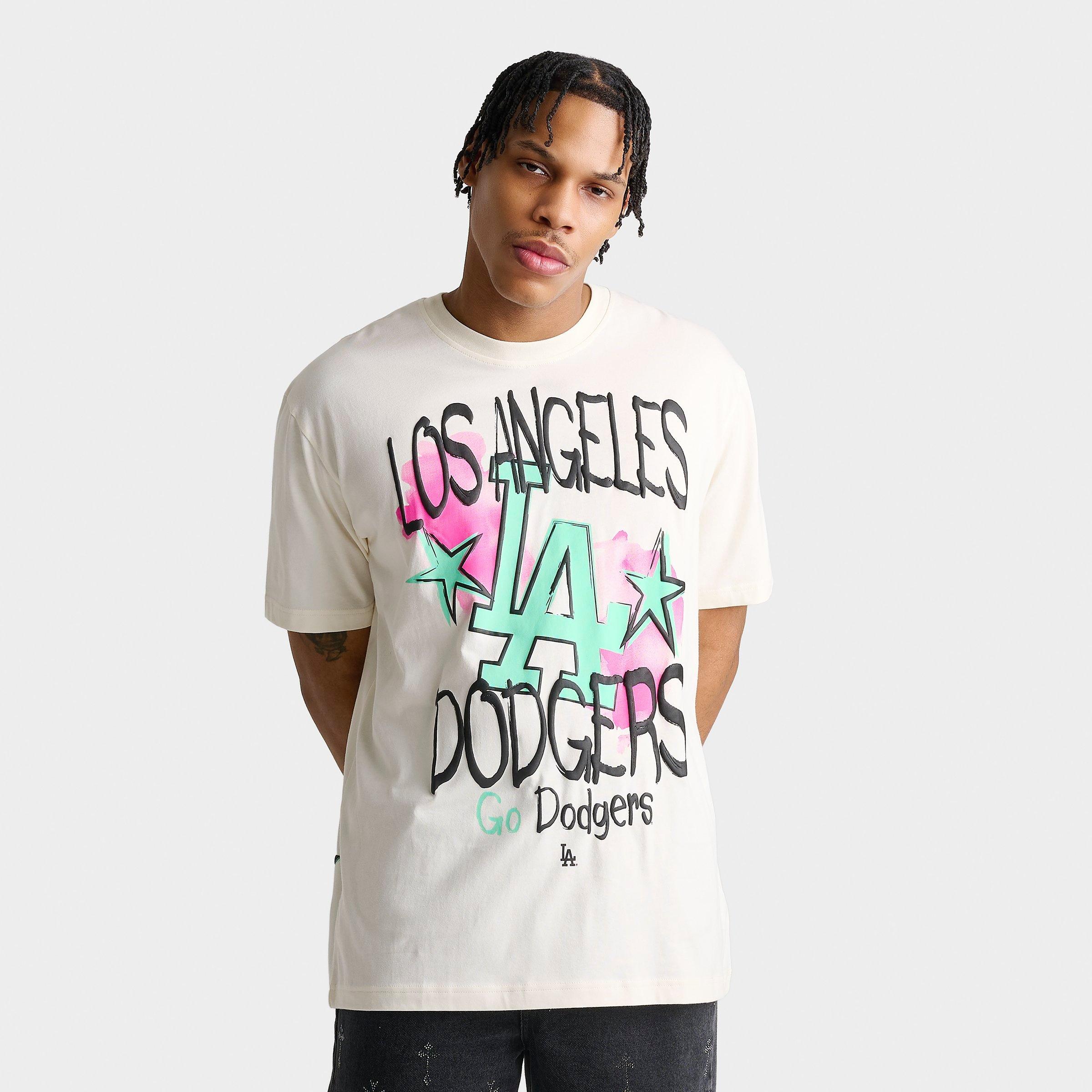 New Era Men's Los Angeles Dodgers MLB Graffiti Graphic T-Shirt in Cream Size: Small