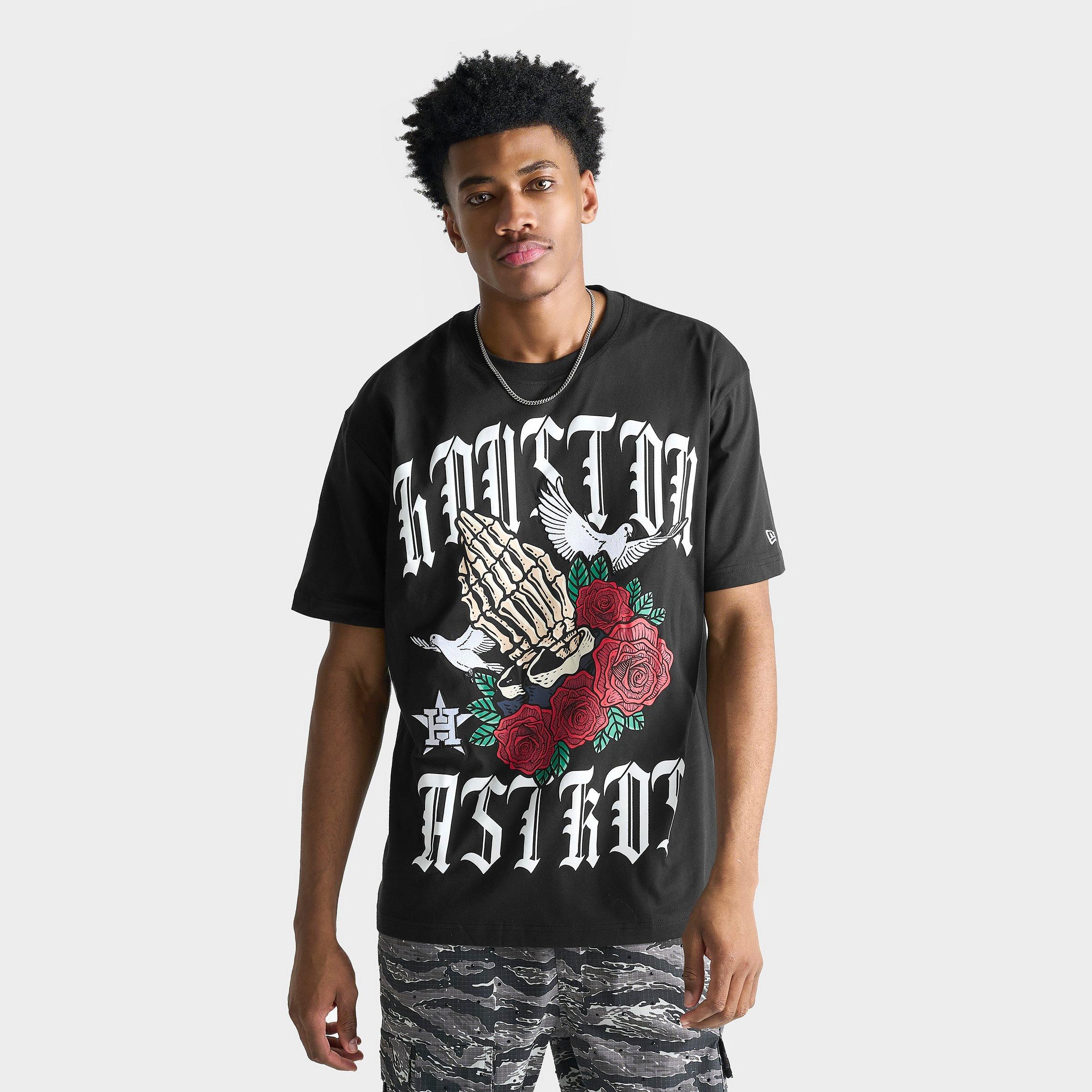 New Era Men's Houston Astros MLB Roses Graphic T-Shirt in Black Size: Small