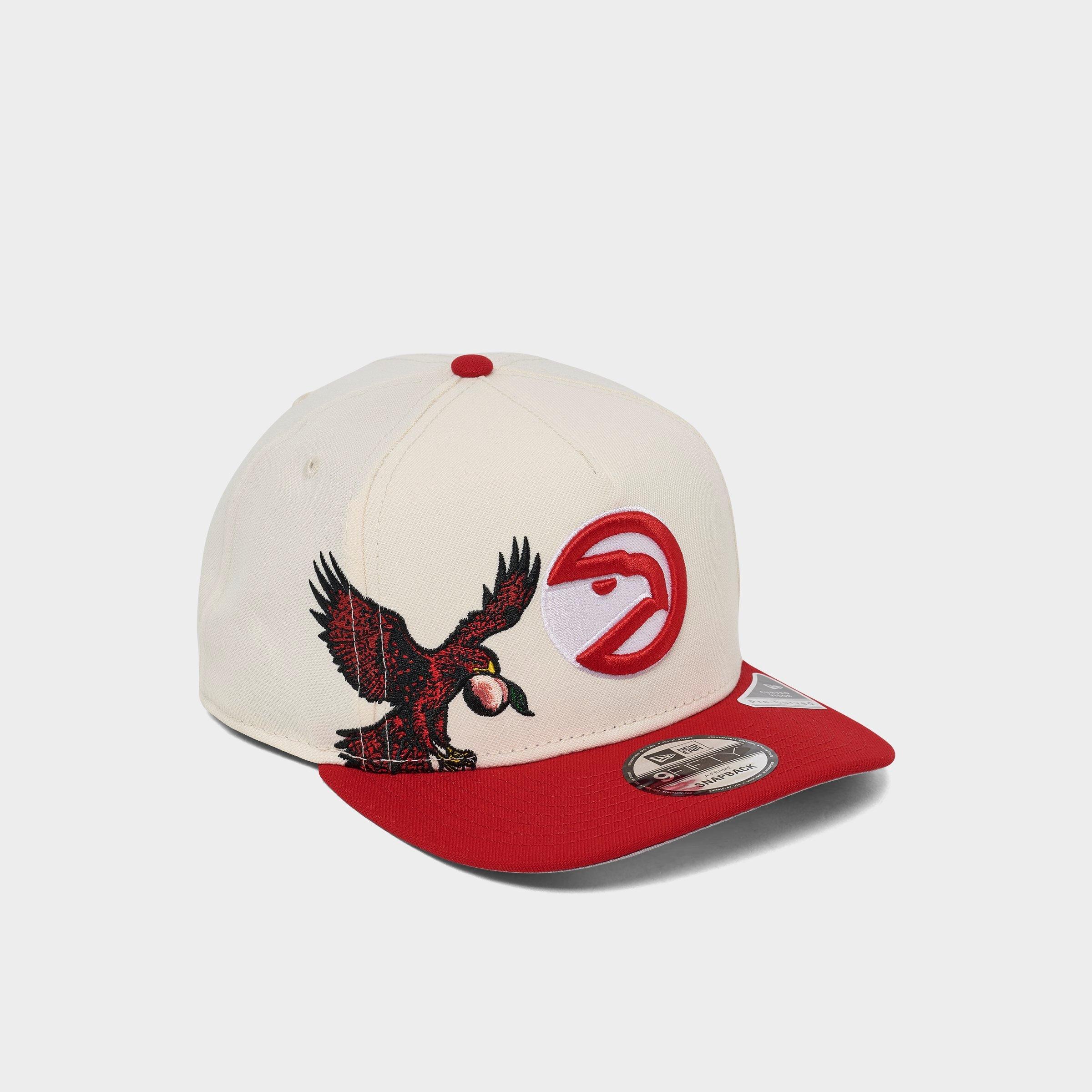 New Era Atlanta Hawks NBA Hardwood Classics 9FIFTY A-Frame Snapback Hat in Chrome/Red