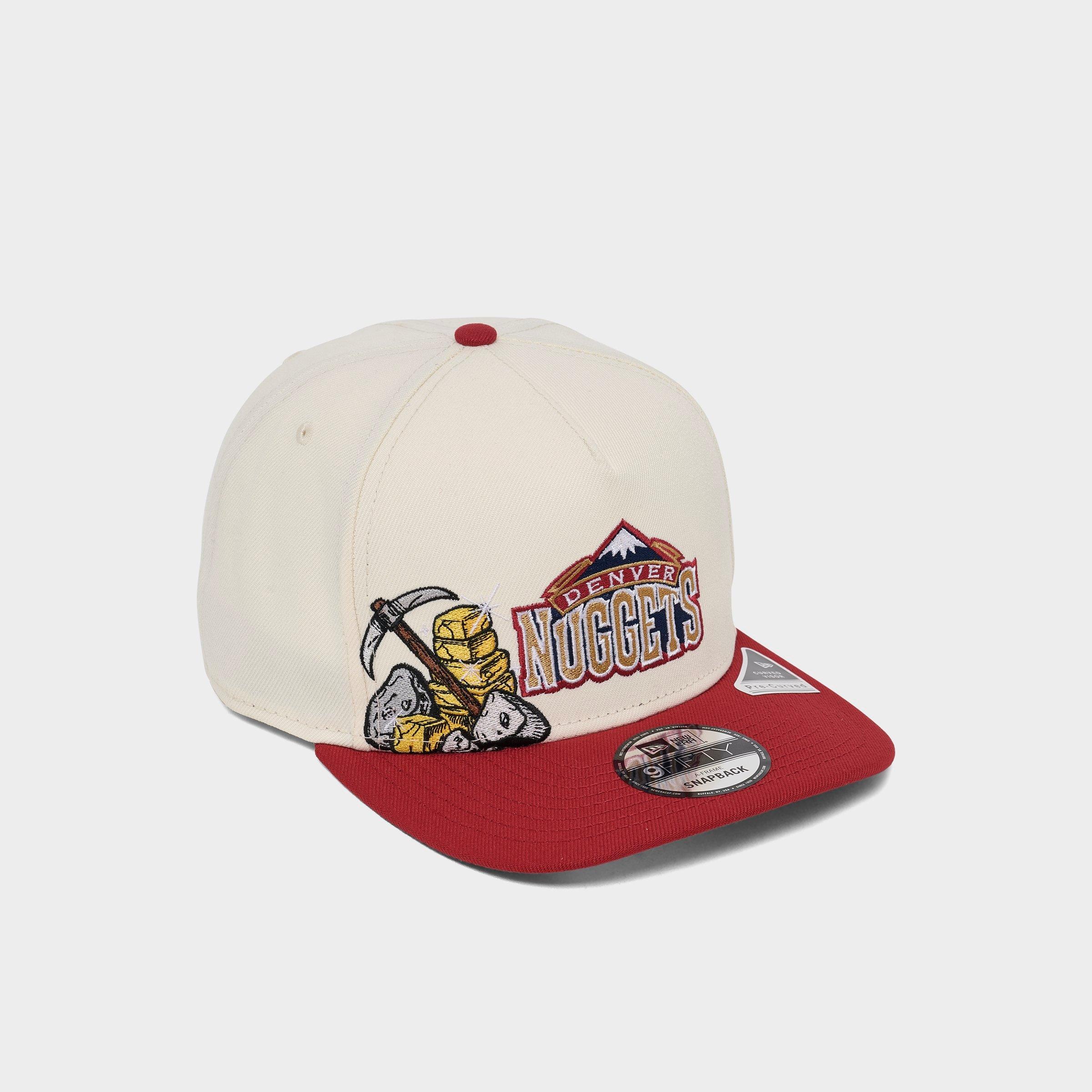 New Era Denver Nuggets NBA Hardwood Classics 9FIFTY A-Frame Snapback Hat in Chrome/Red