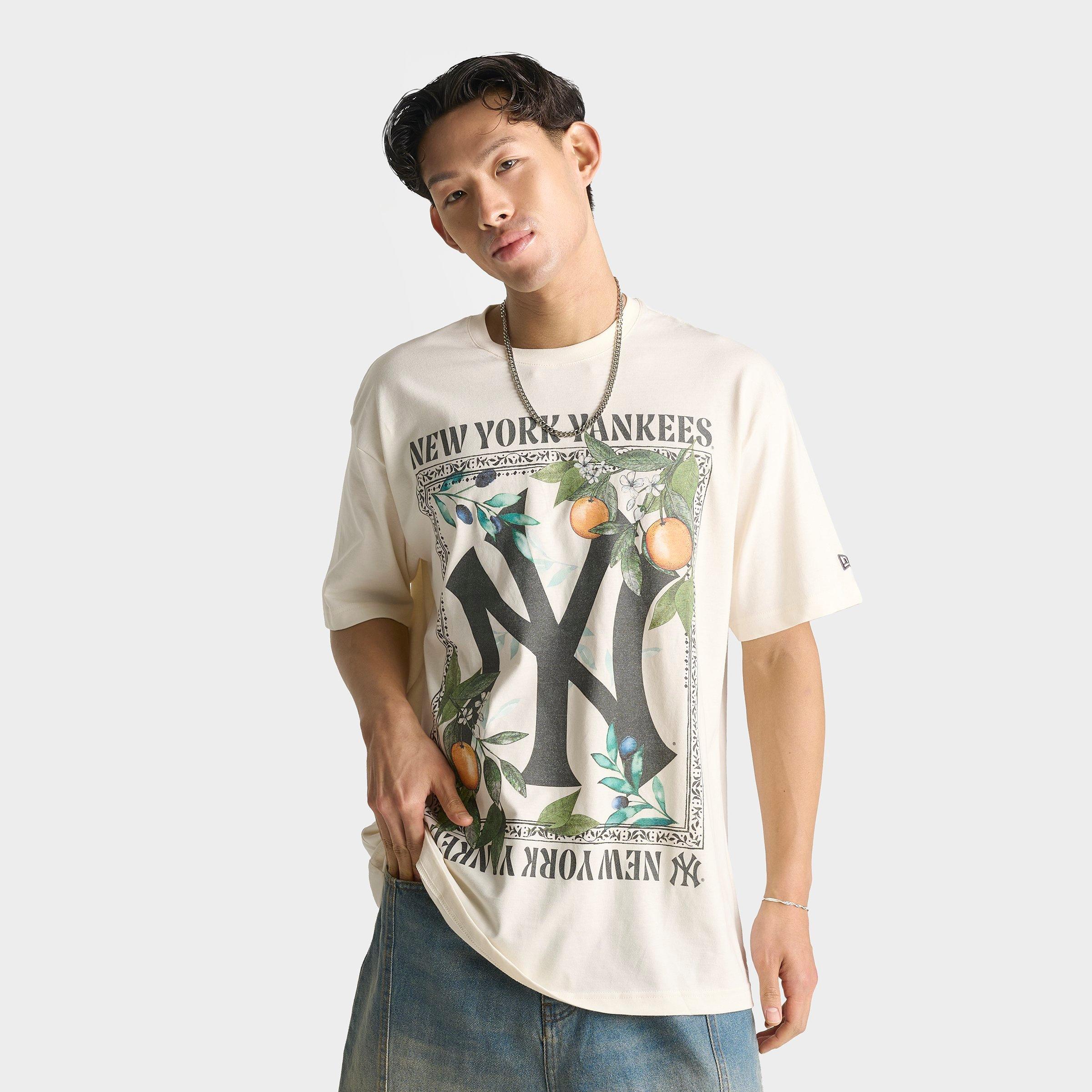 New Era Men's New York Yankees MLB Orange Graphic T-Shirt in Off White Size: Large