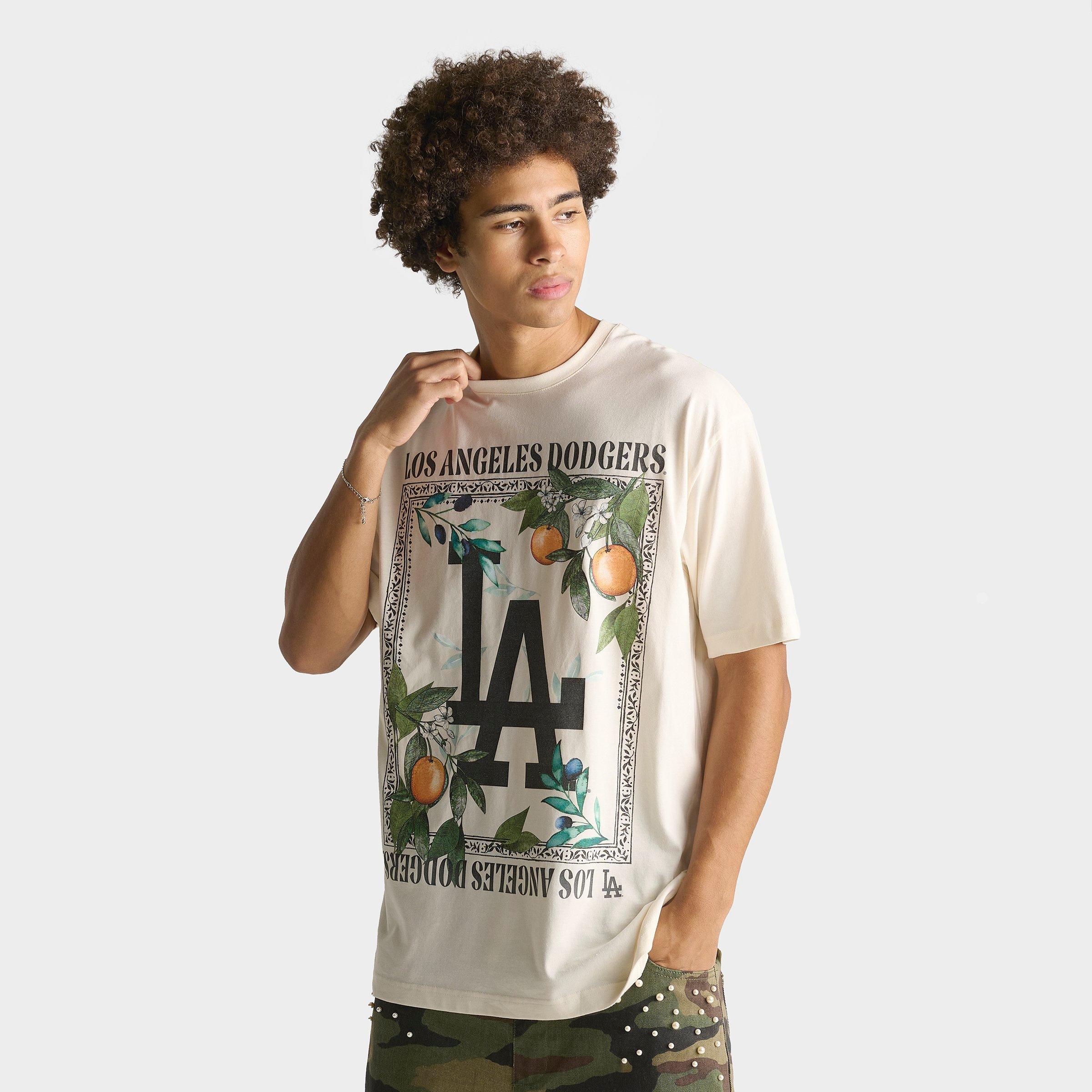 New Era Men's Los Angeles Dodgers MLB Orange Graphic T-Shirt in Off White Size: Large