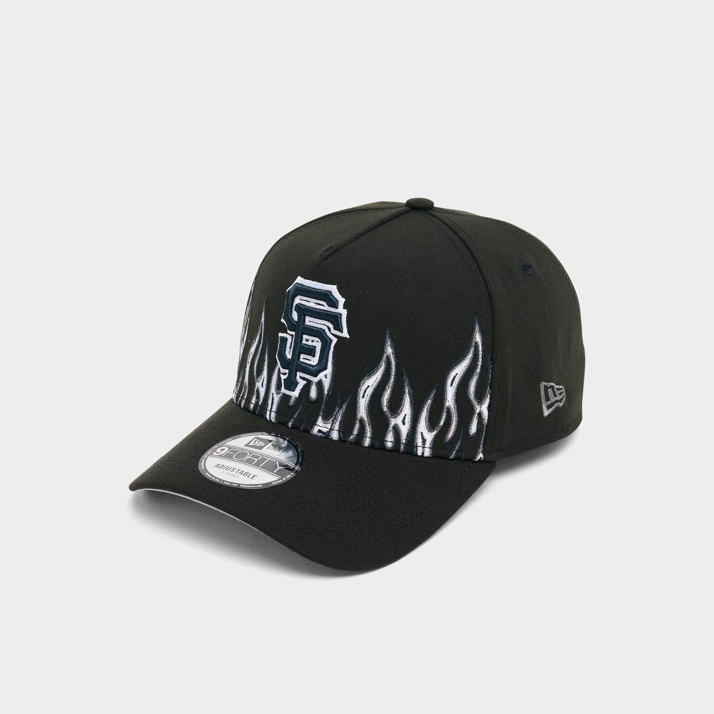 New Era San Francisco Giants MLB Large Flame Logo 9FORTY A-Frame Snapback Hat in Black/White
