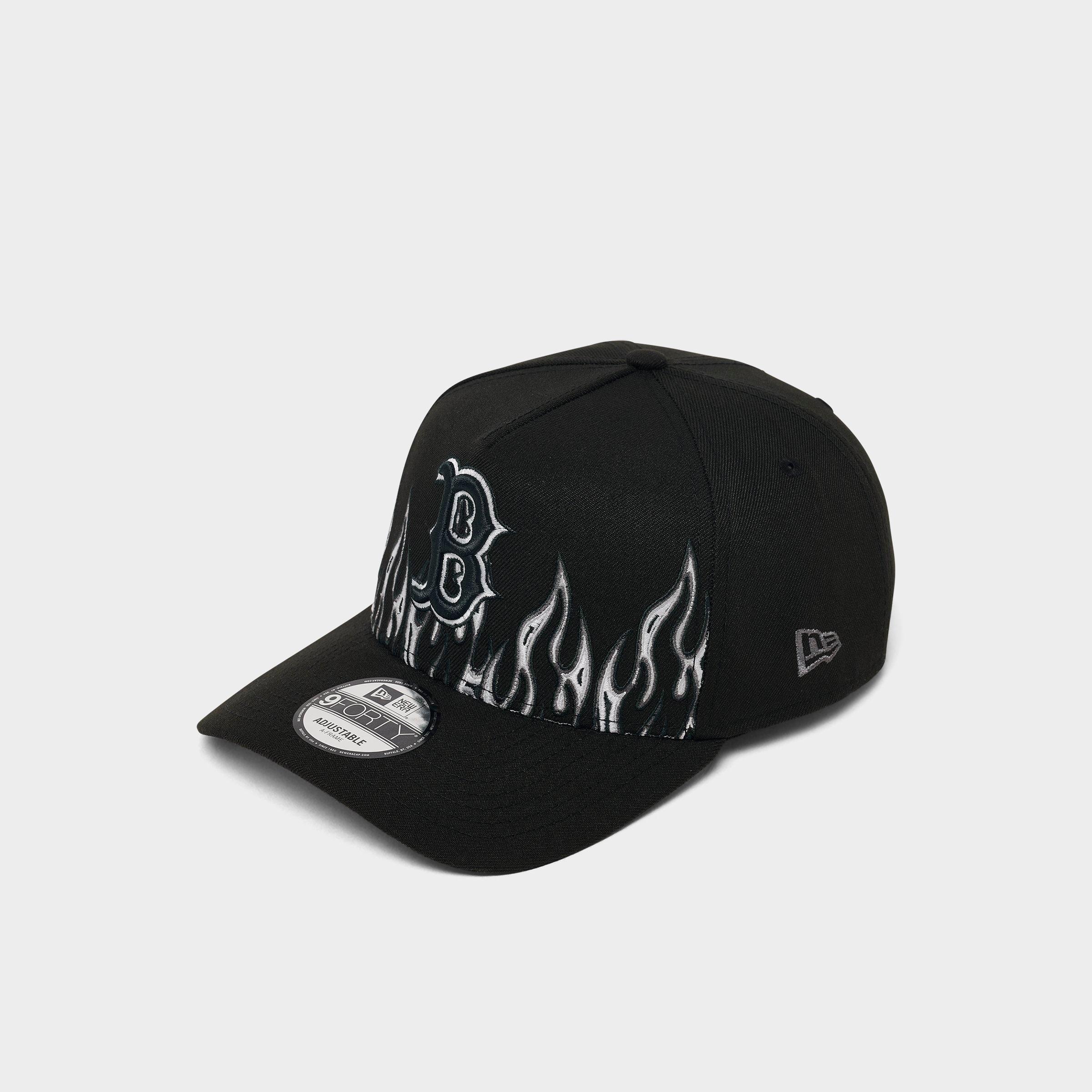 New Era Boston Red Sox MLB Large Flame Logo 9FORTY A-Frame Snapback Hat in Black/White