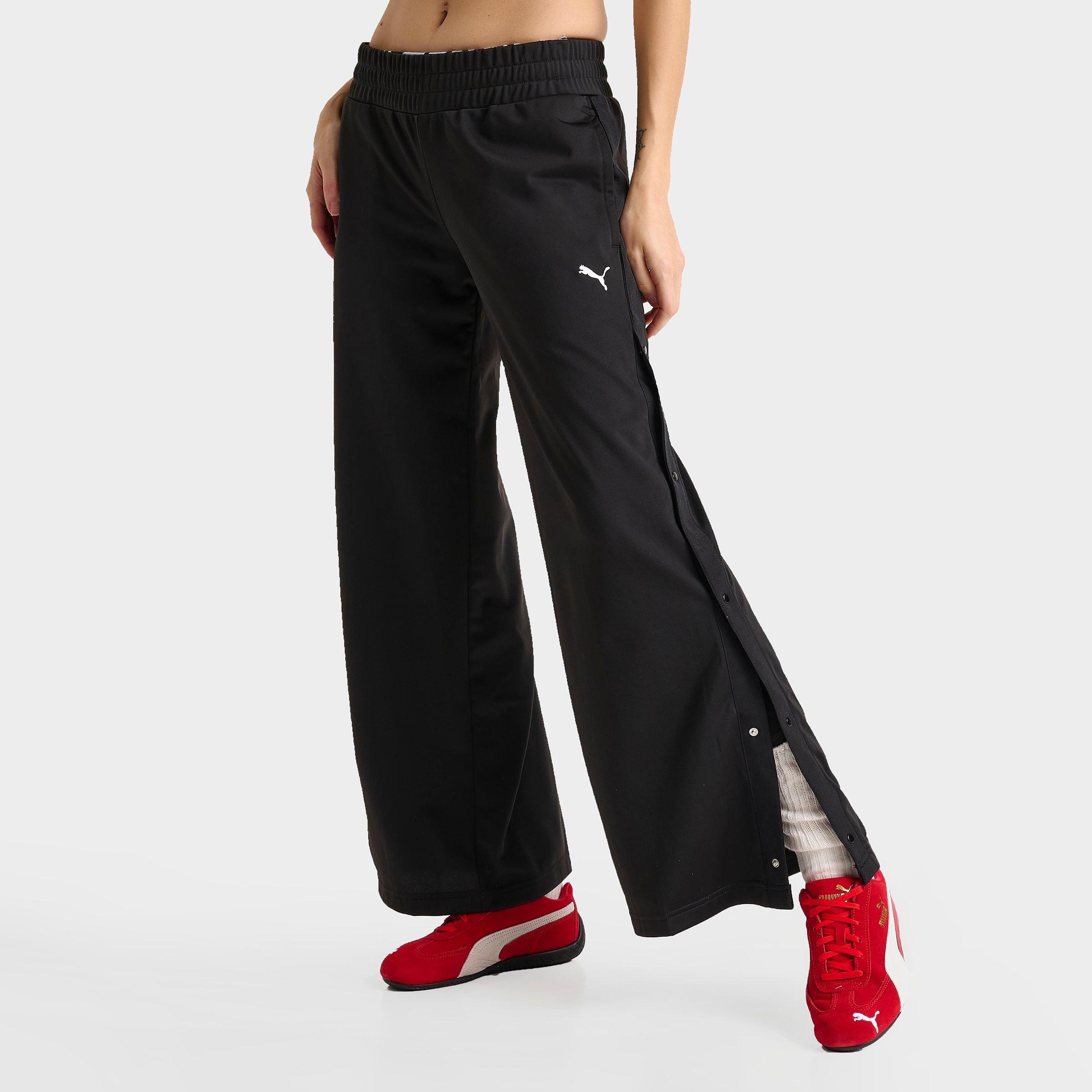 Puma Low Rise Popper Side Snap Pants In Black