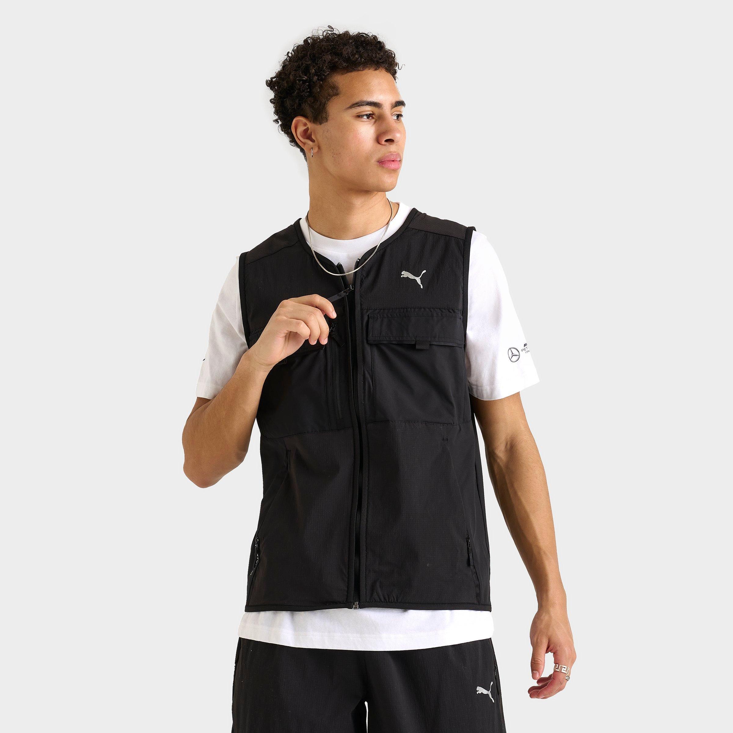 Puma Men's tech Cargo Vest in Black/ Black Size Large