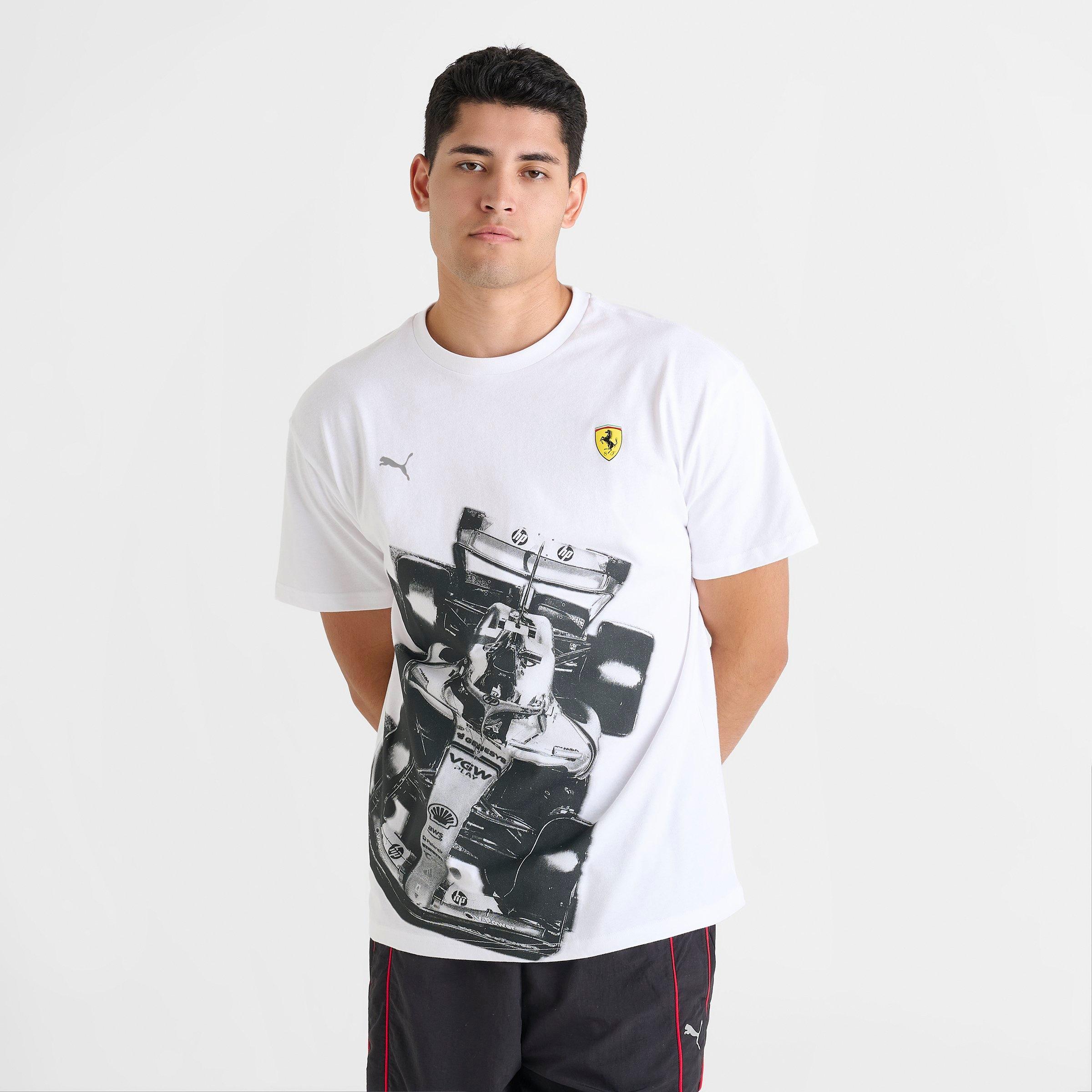 Men's Puma Scuderia Ferrari Premium Graphic T-Shirt in Puma White/Puma Black Size: Small