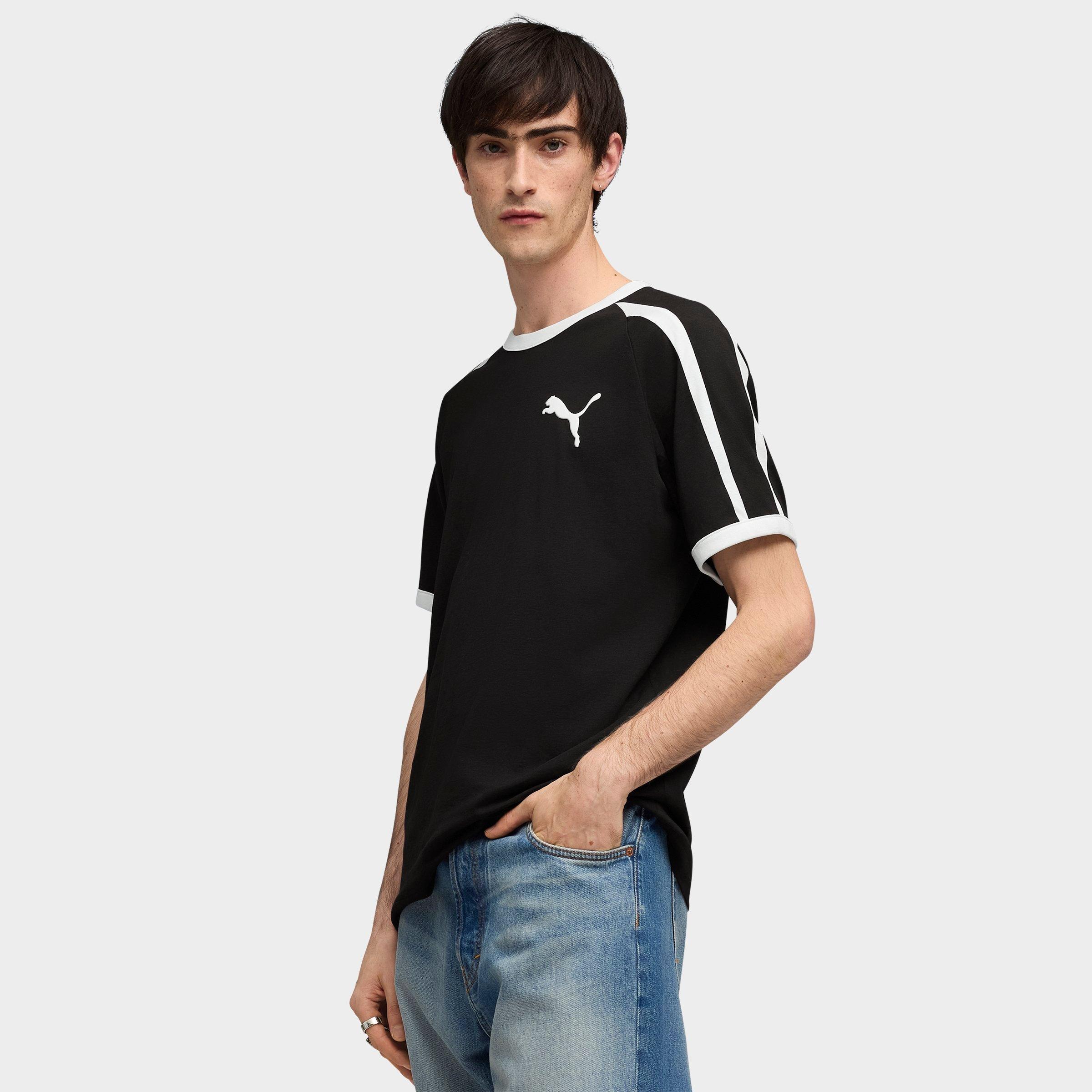 Men's Puma T7 Big Cat Ringer T-Shirt in Puma Black Size: 2XL