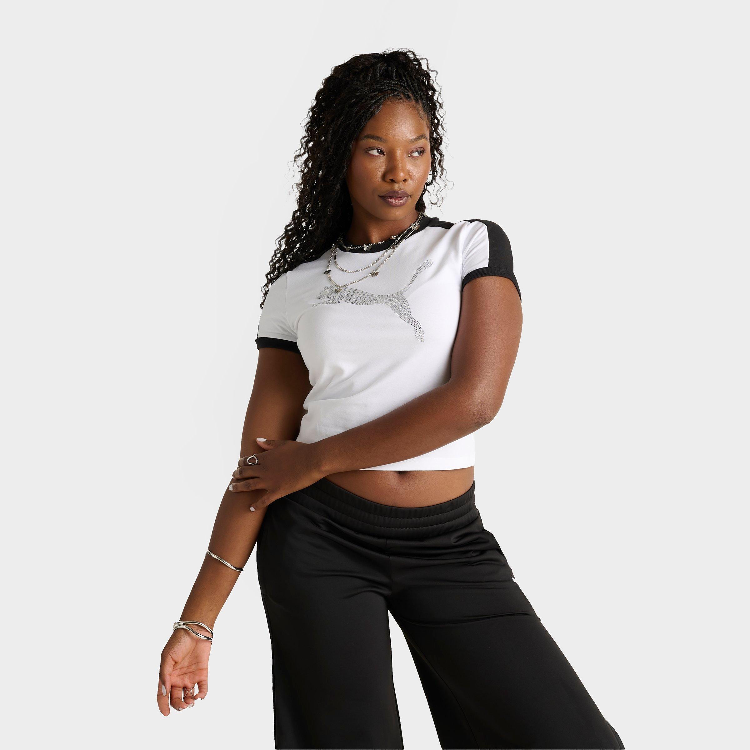 Puma X Fenty Rhinestone Stretch Cotton Blend T-shirt In White