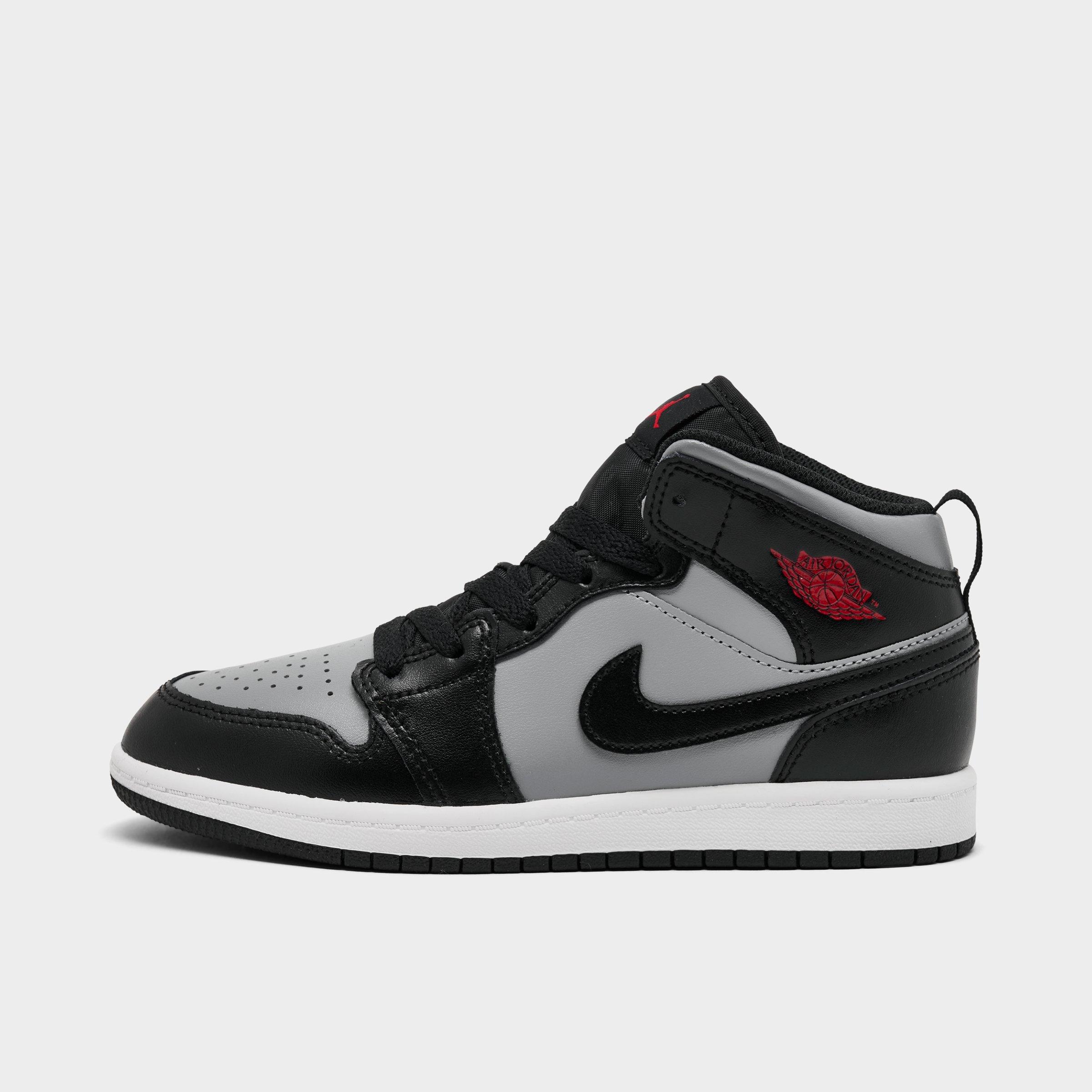 Jordan Little Kids Air Retro 1 Mid Casual Shoes in Black/Gym Red/Particle Grey Size: 13.0