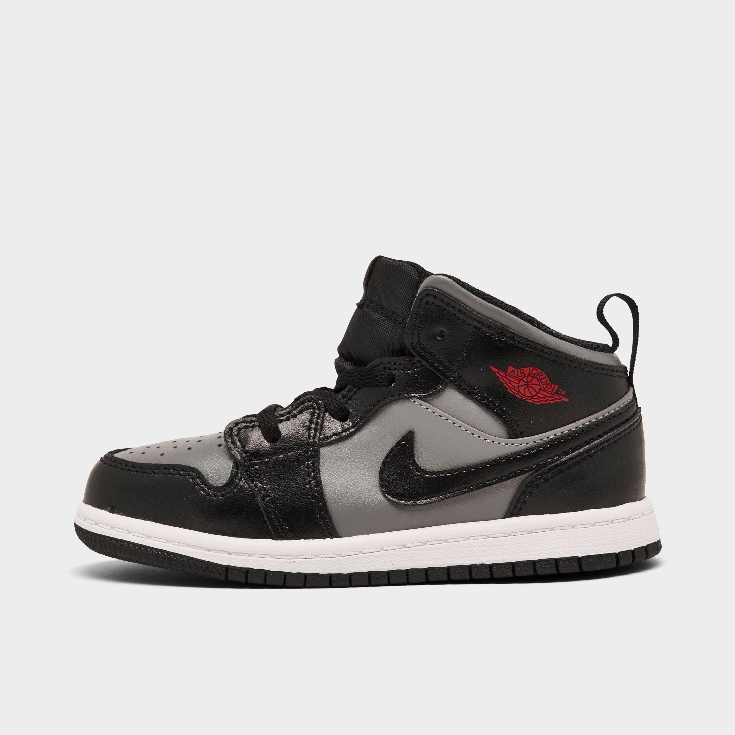 Jordan Boys Toddler Air Retro 1 Mid Casual Shoes in Black/Gym Red/Particle Grey Size: 5.0