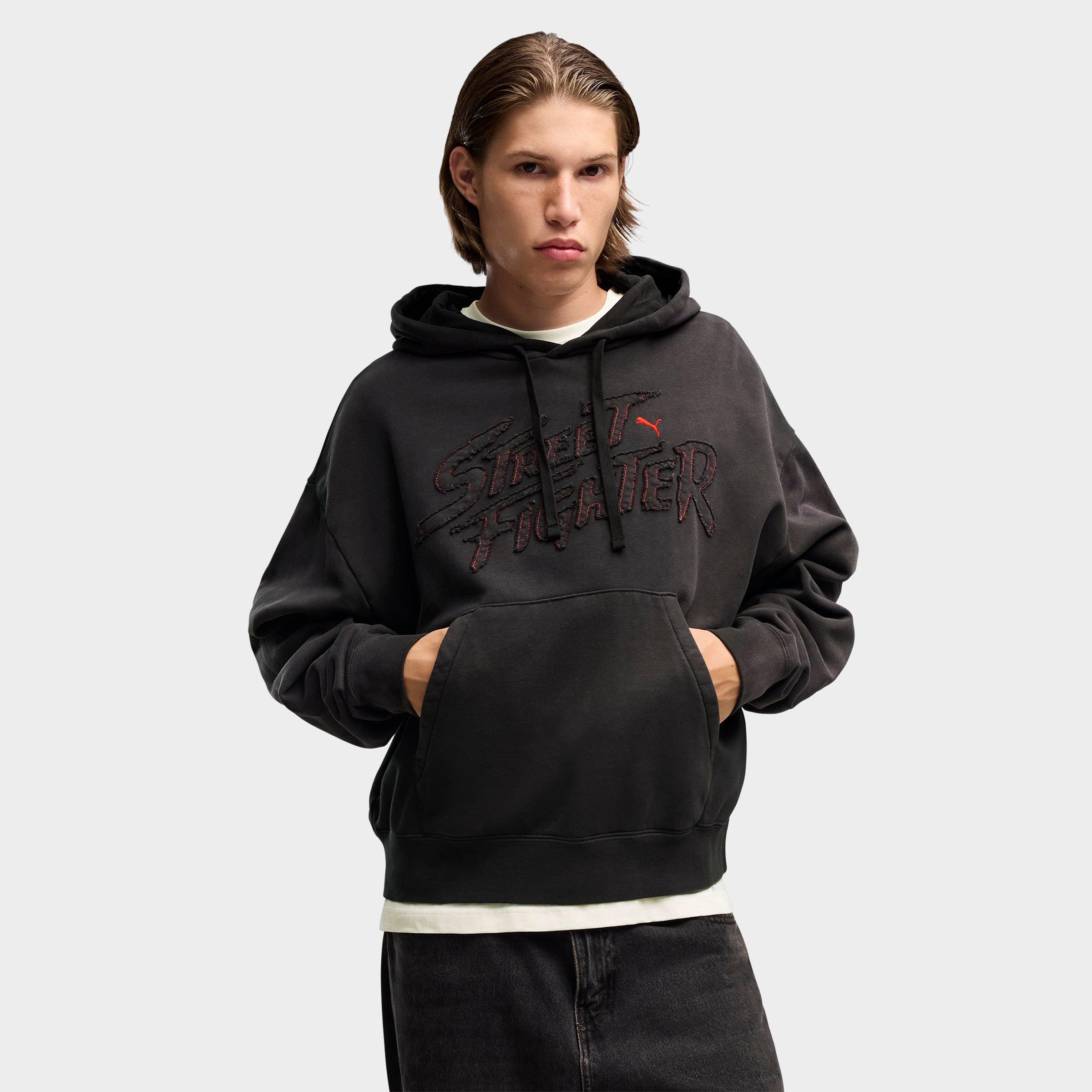 Men's Puma x Street Fighter Distressed Fleece Pullover Hoodie