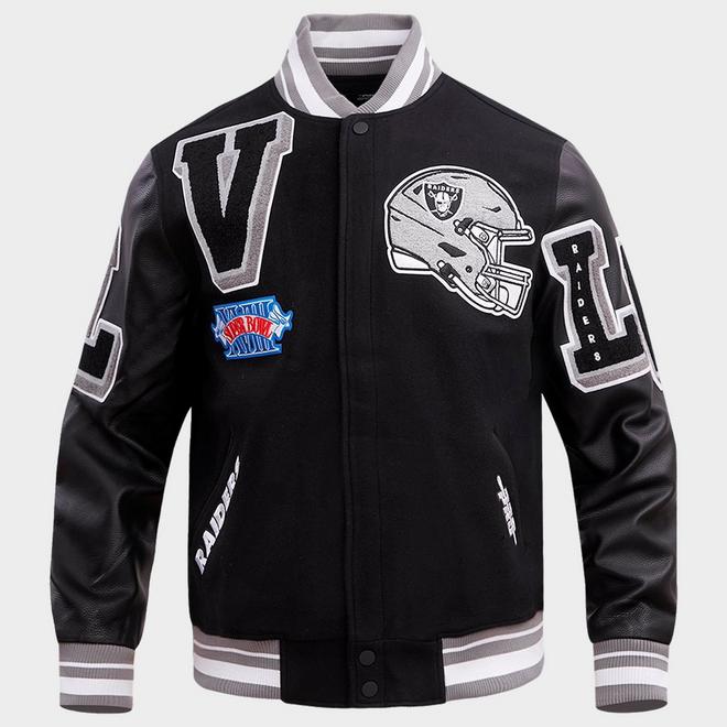Men's Pro Standard Las Vegas Raiders NFL Mashup Rib Wool Varsity Jacket