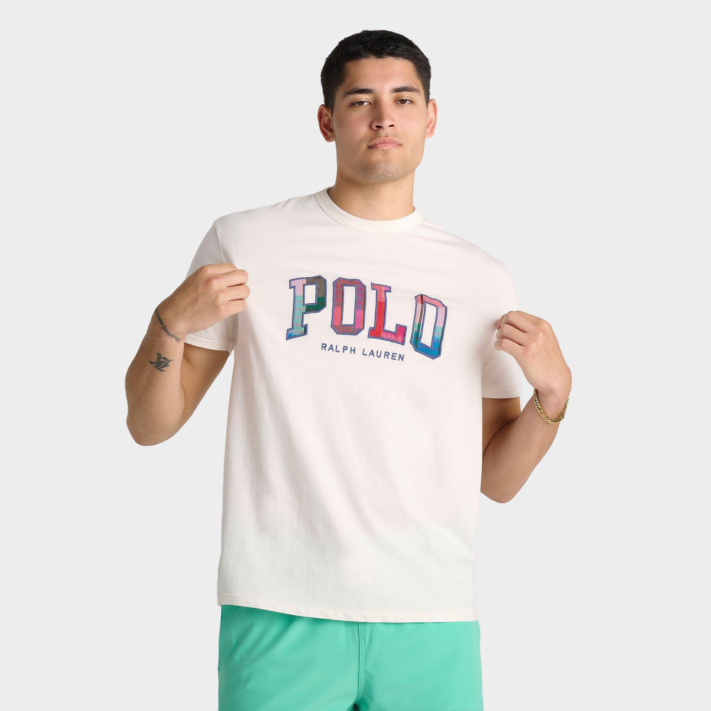 Polo Ralph Lauren Men's Plaid Logo Jersey T-Shirt in Ivory/Plaid Size: Small