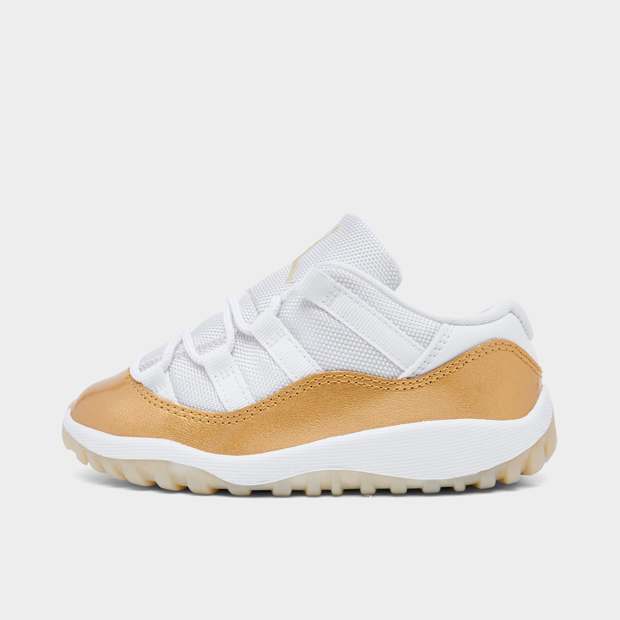 Jordan Kids Toddler Air Retro 11 Low Basketball Shoes in White/Metallic Gold/Team Gold Size: 6.0