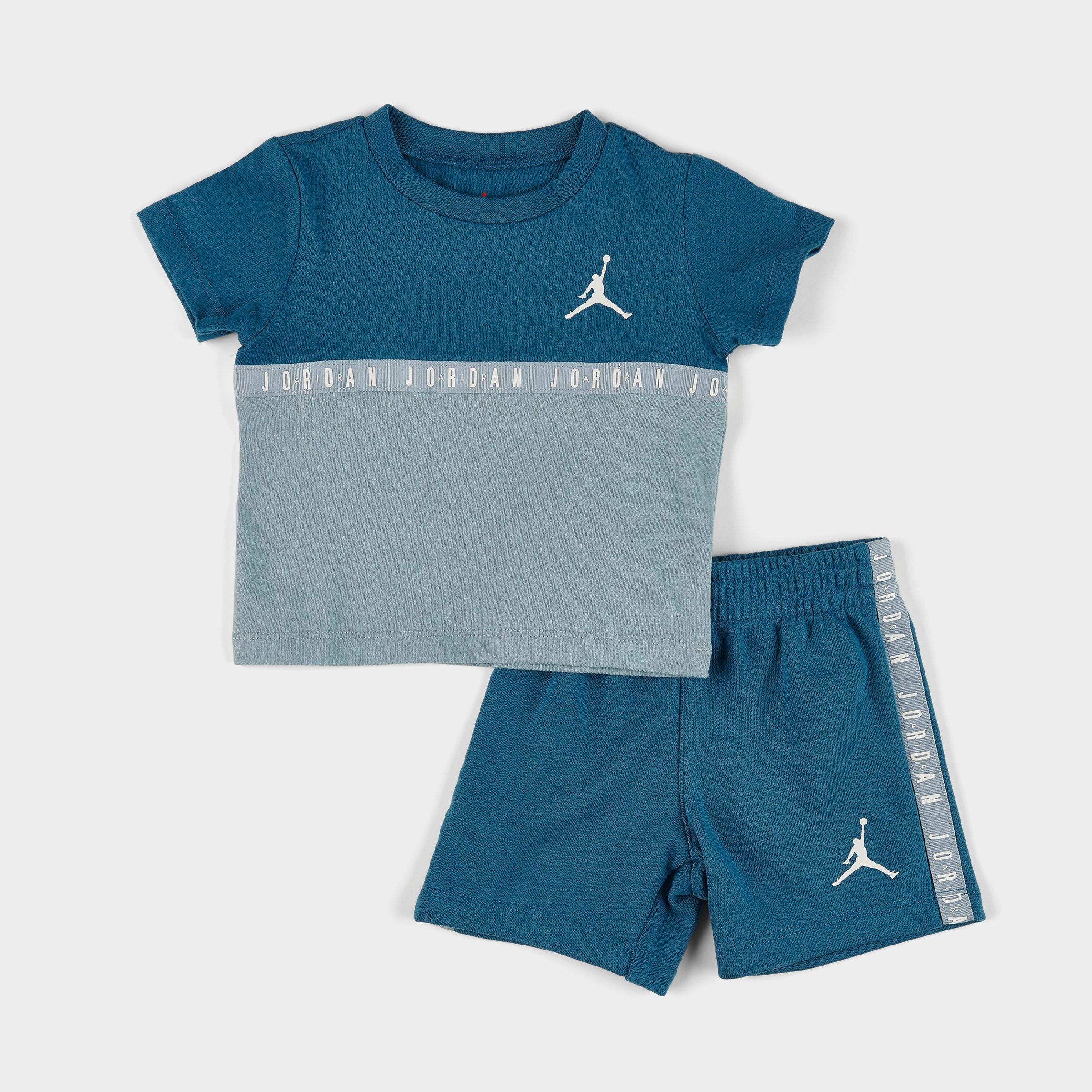 Nike Babies' Jordan Infant Colorblock Taped T-shirt And Shorts Set In Industrial Blue