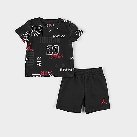 Nike Babies' Jordan Infant Allover Print T-shirt And Shorts Set In Black