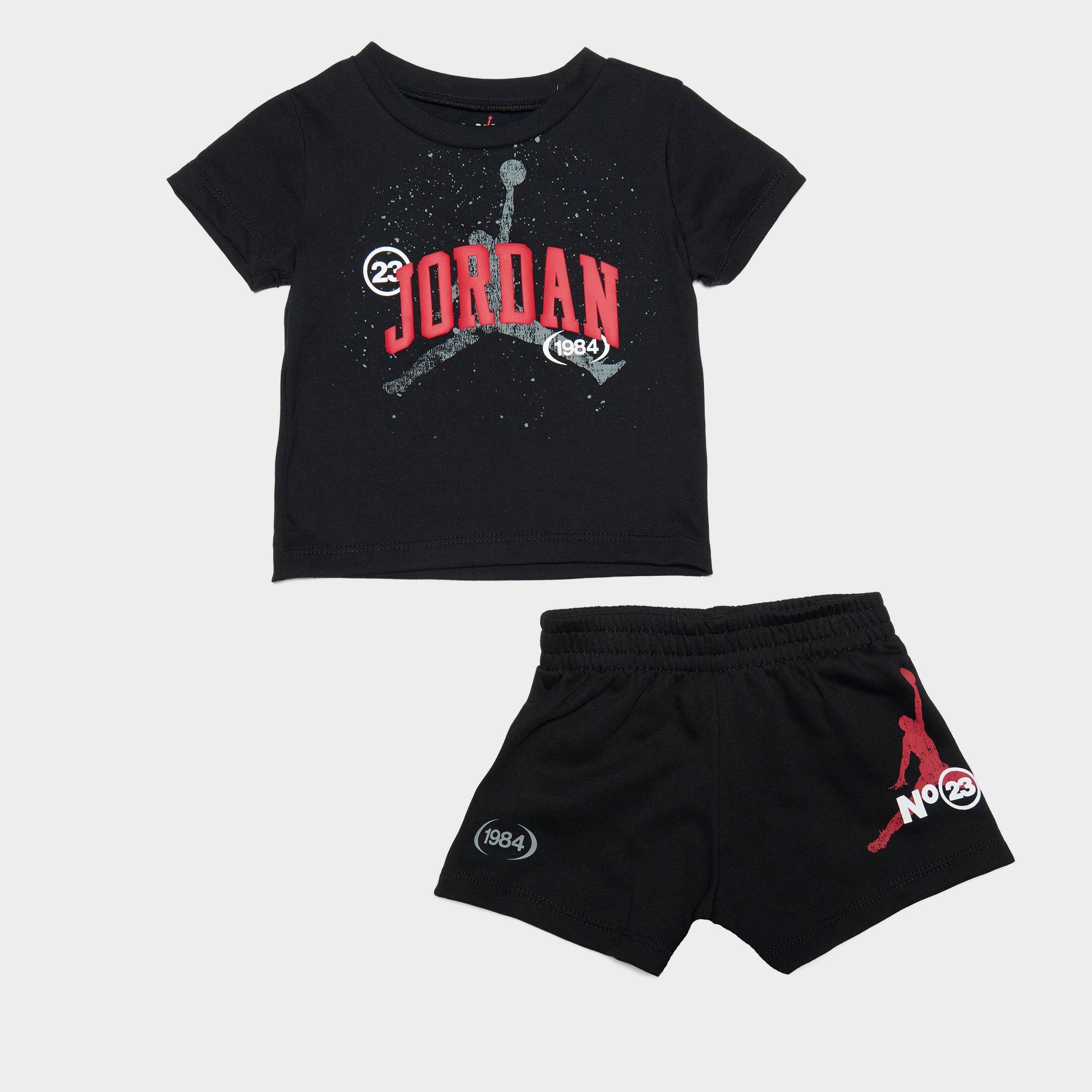 Jordan Boys' Infant Jumpman 1984 French Terry Short Set in Black/Black Size 12 M