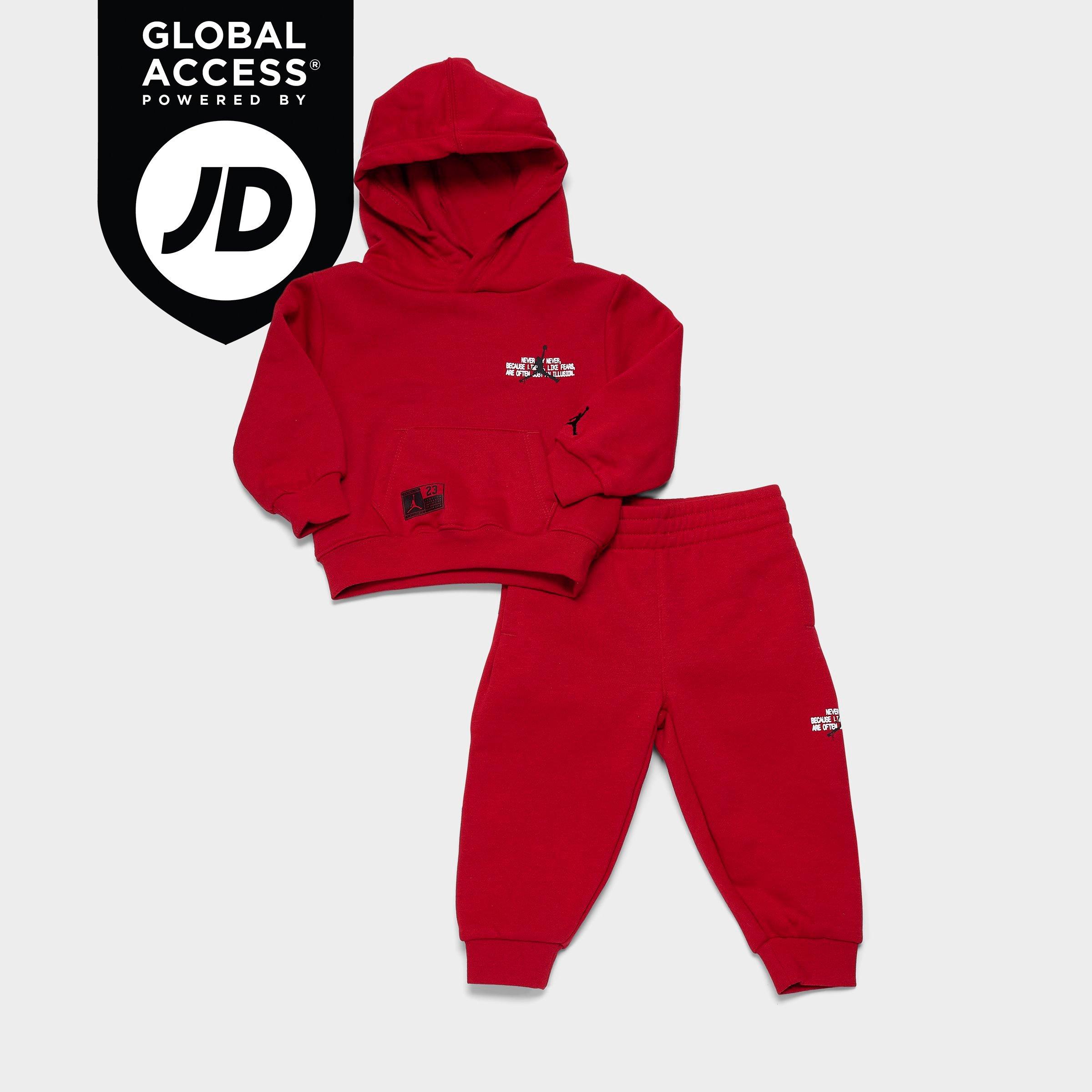 Jordan Infant Jumpman Stamp Pullover Hoodie and Jogger Pants Set in Red Size: 12M